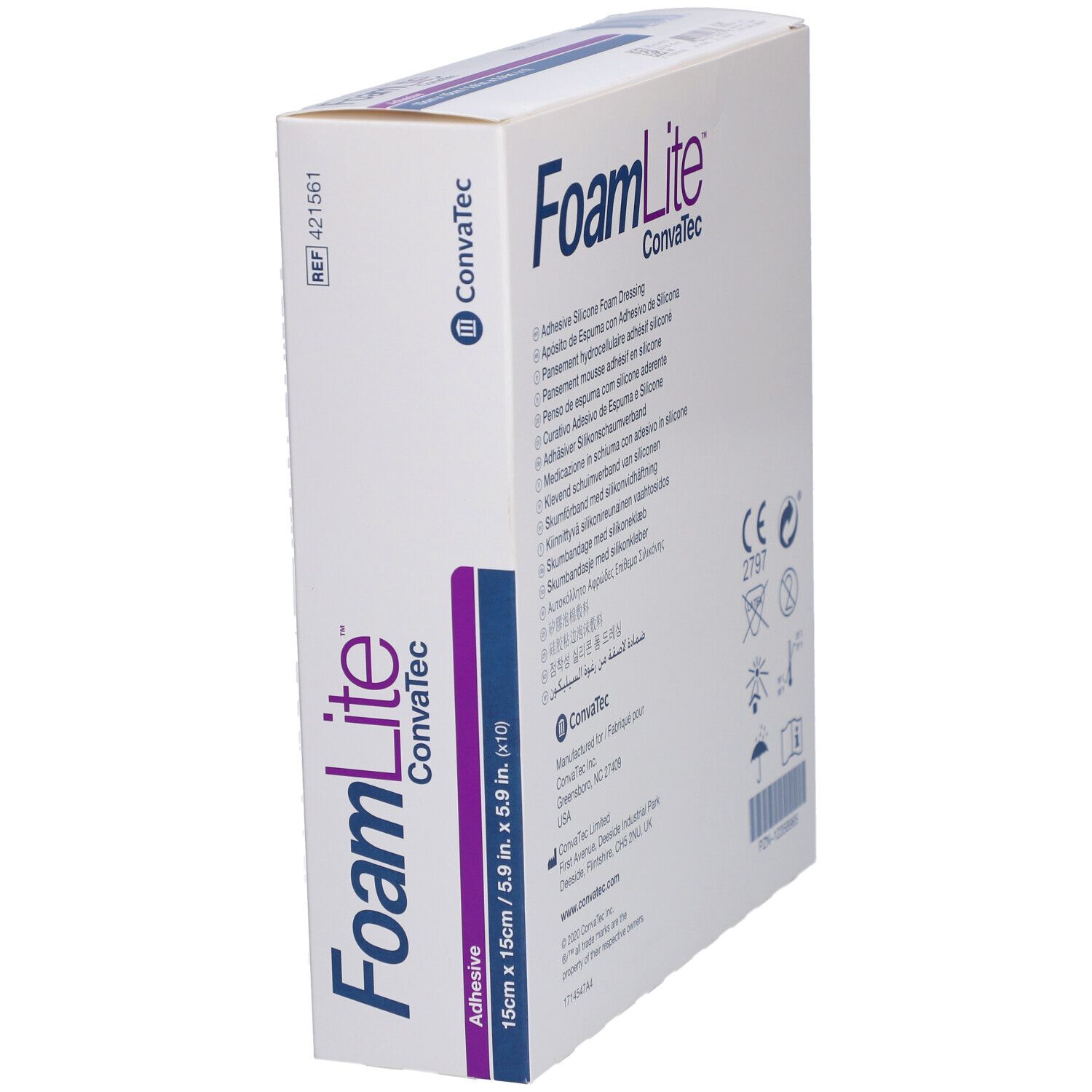 FoamLite-Verpackung. KonvaTec-Logo. 15x15 cm. Aufkleber. Steril.