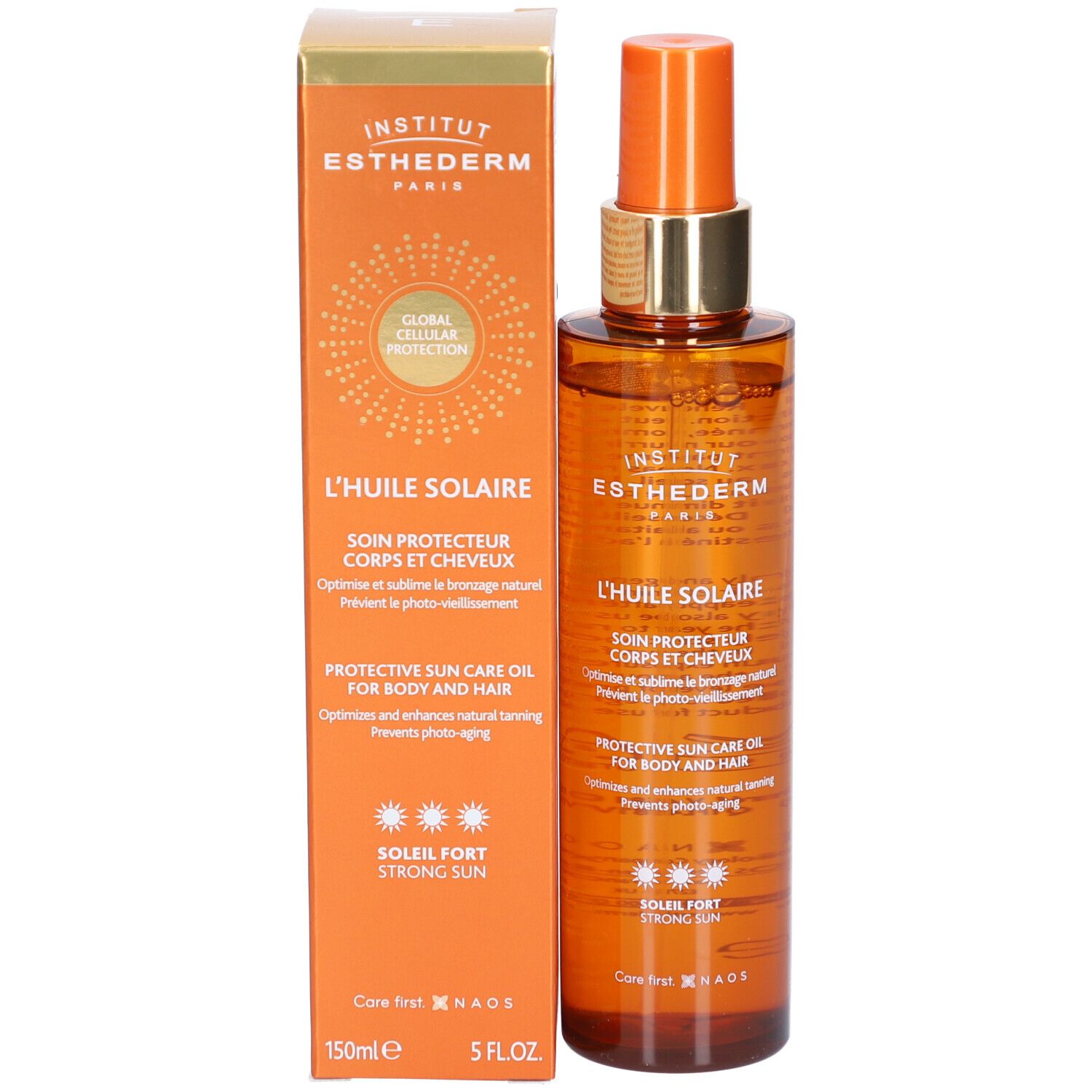 INSTITUT ESTHEDERM L'HUILE SOLAIRE SOIN PROTECTEUR CORPS ET CHEVEUX - SOLEIL FORT