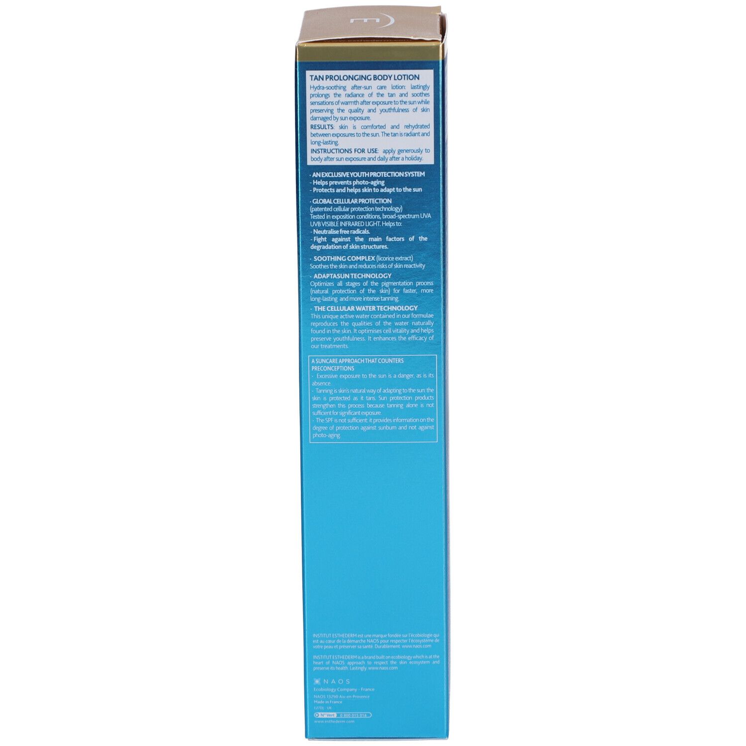 INSTITUT ESTHEDERM Lait Corps Prolongateur de Bronzage Apaisant et Hydratant
