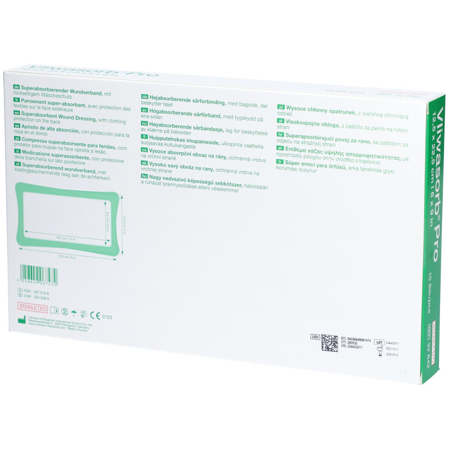 L&R Vliwasorb® Pro Pansement superabsorbant 12,5 x 22,5 cm