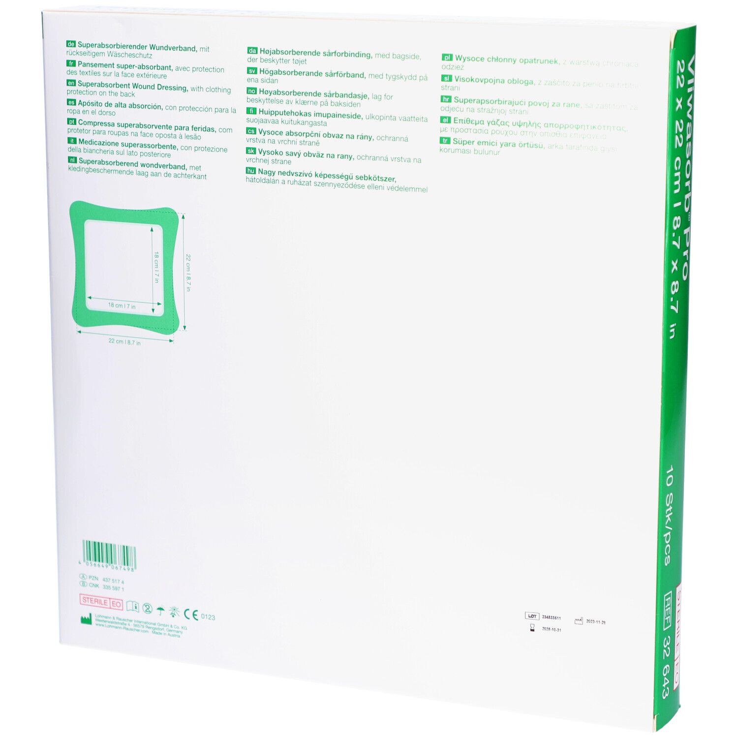 VLIWASORB Pro Wundverband 22x22cm 10 Stk