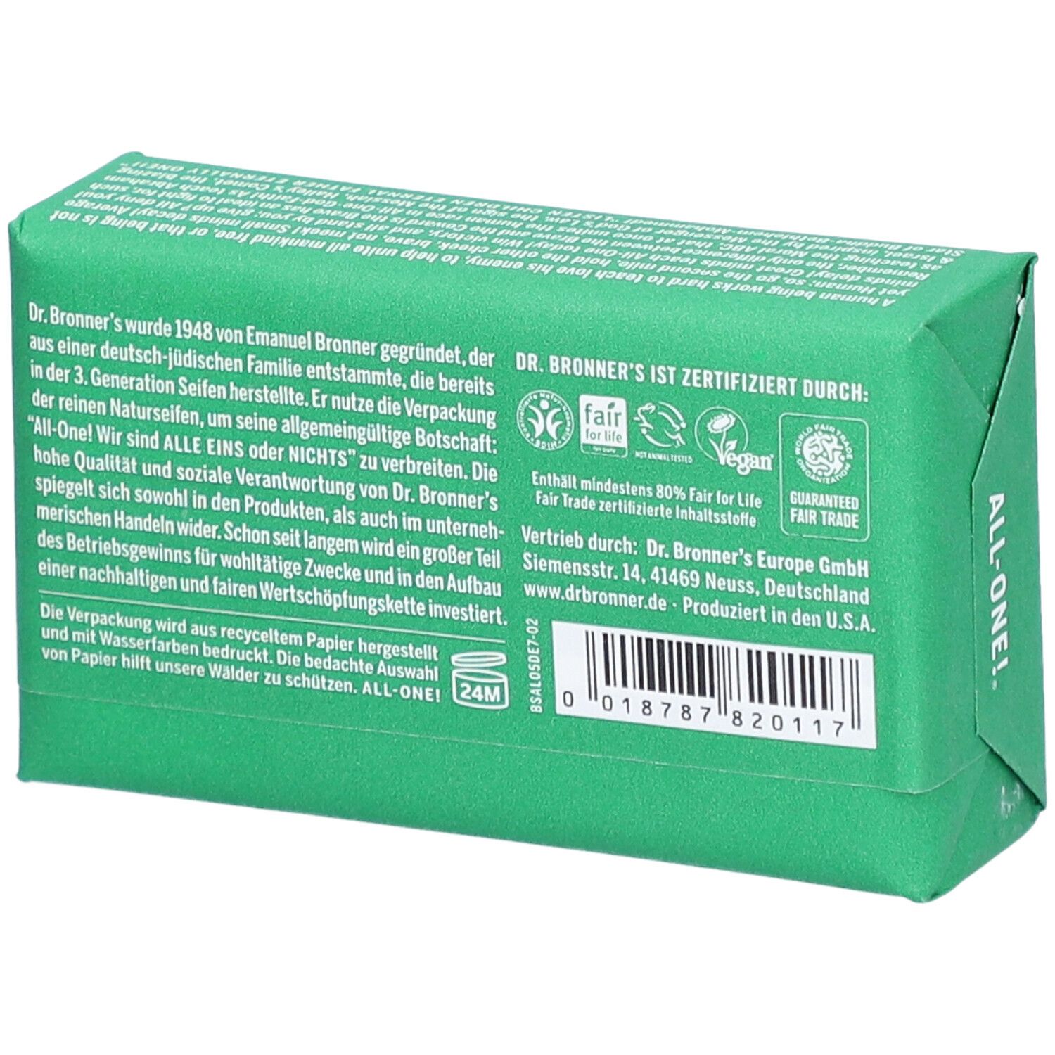 Dr. Bronner's Savon solide amande bio et équitable sans additifs