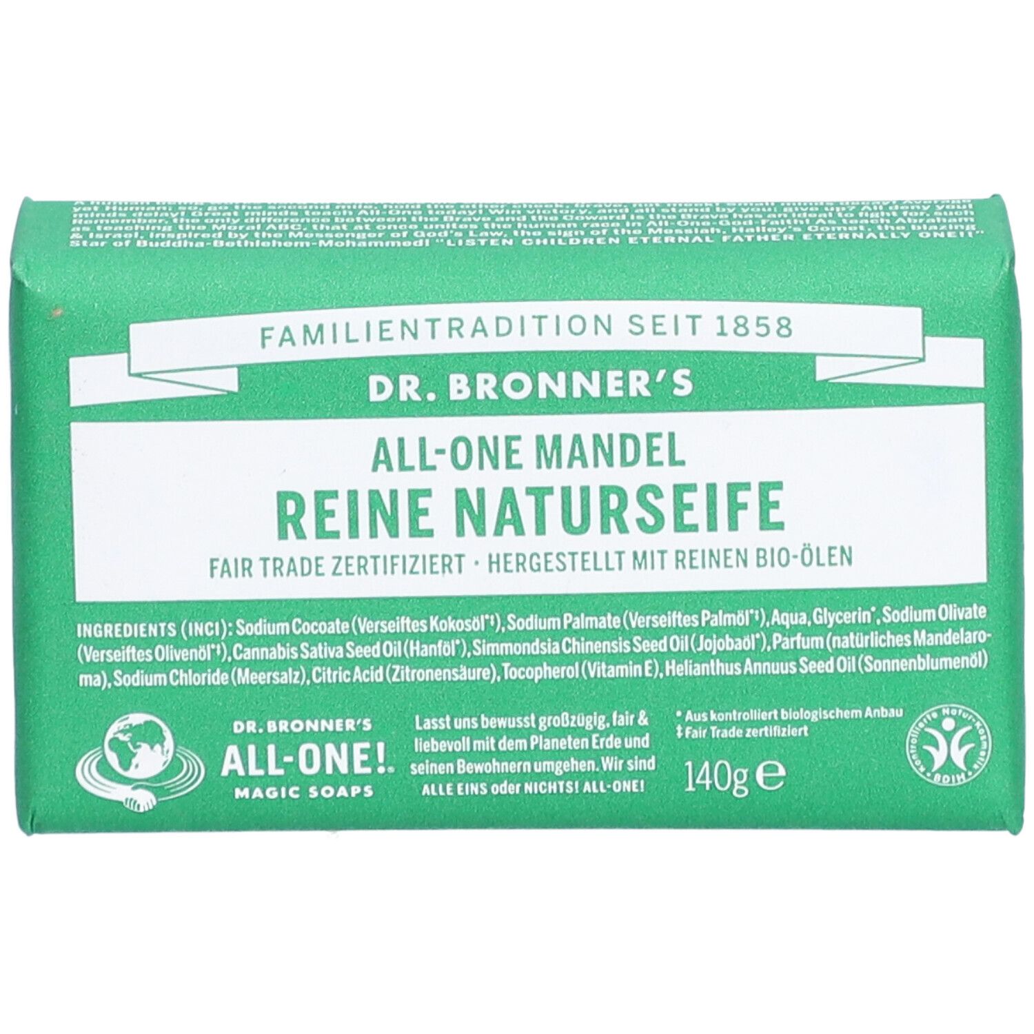 Dr. Bronner's Savon solide amande bio et équitable sans additifs