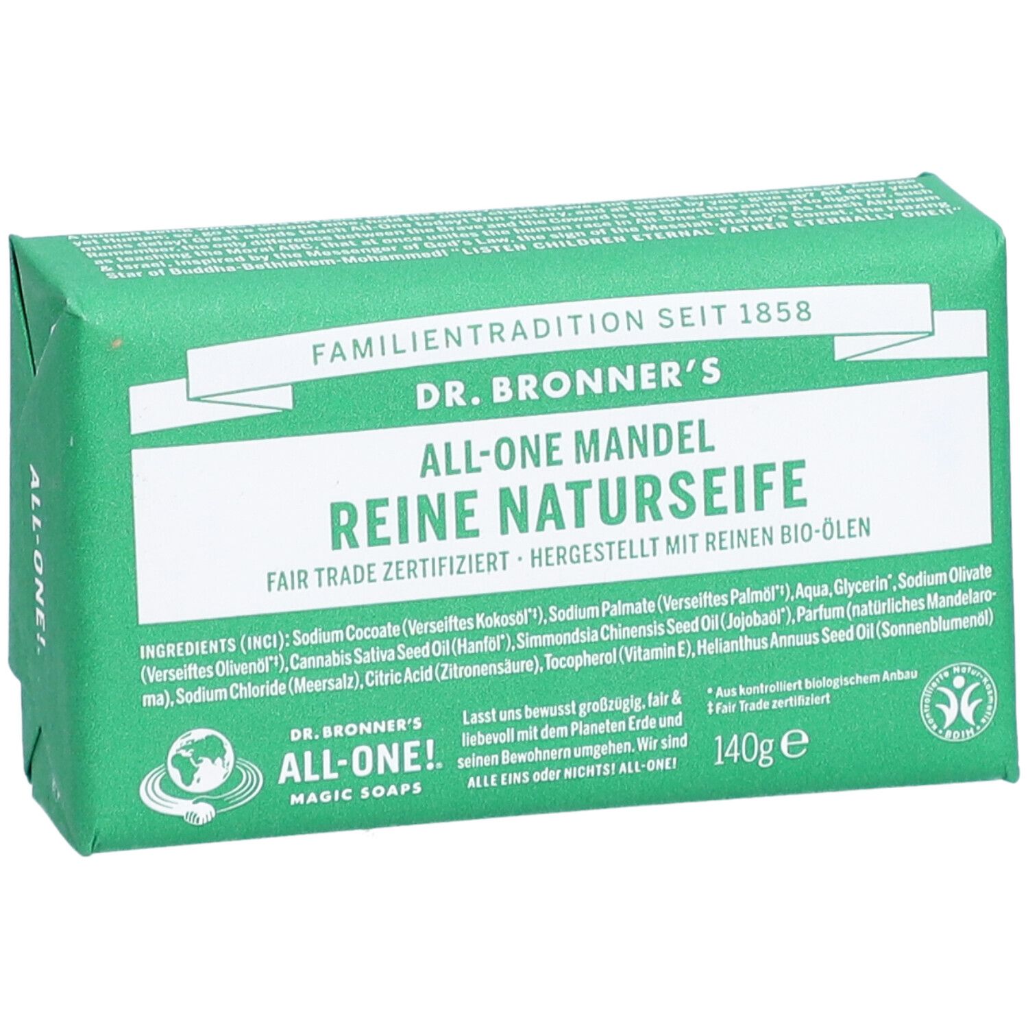 Dr. Bronner's Savon solide amande bio et équitable sans additifs