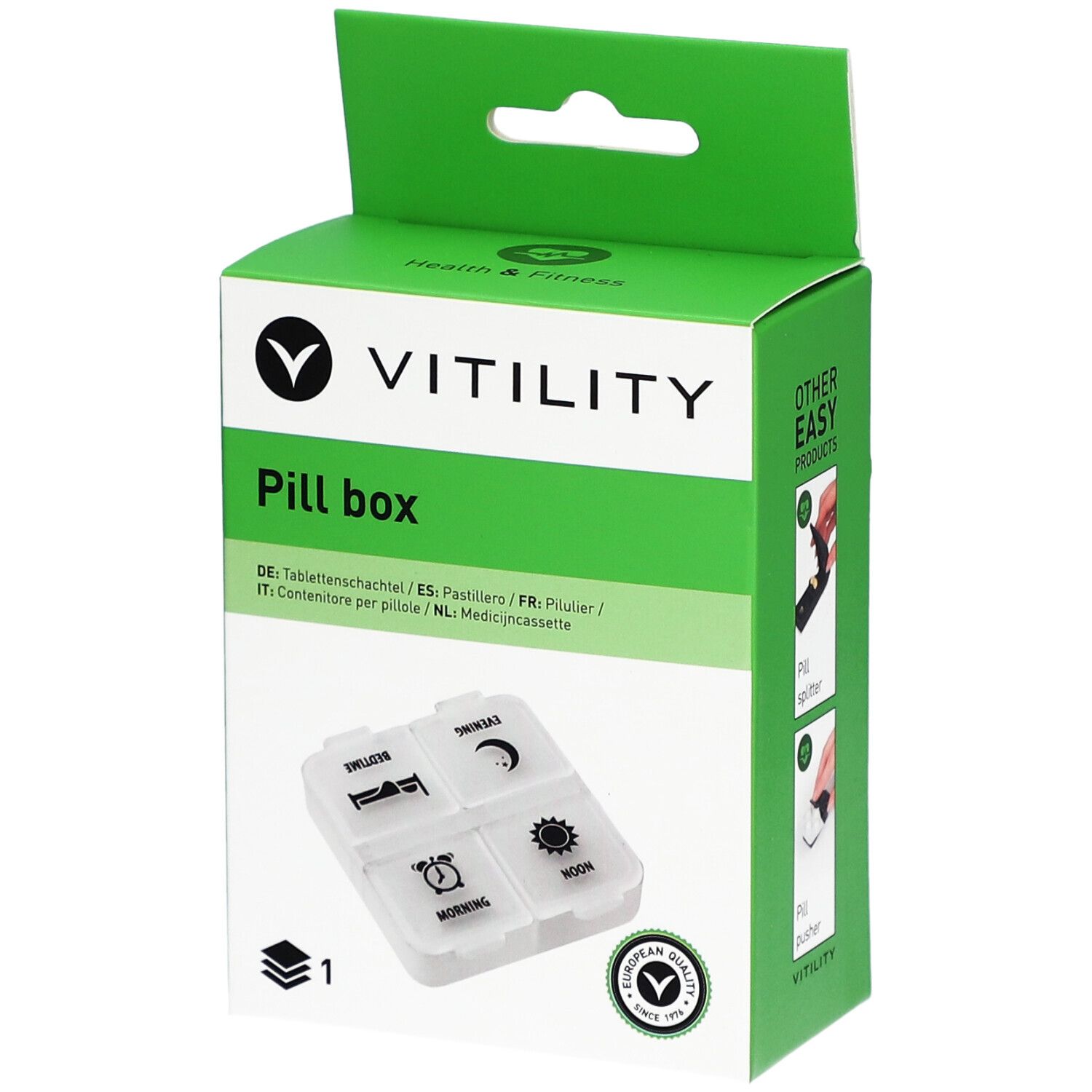 VITILITY Medikamentendosierer 1 Tag 4 Fächer