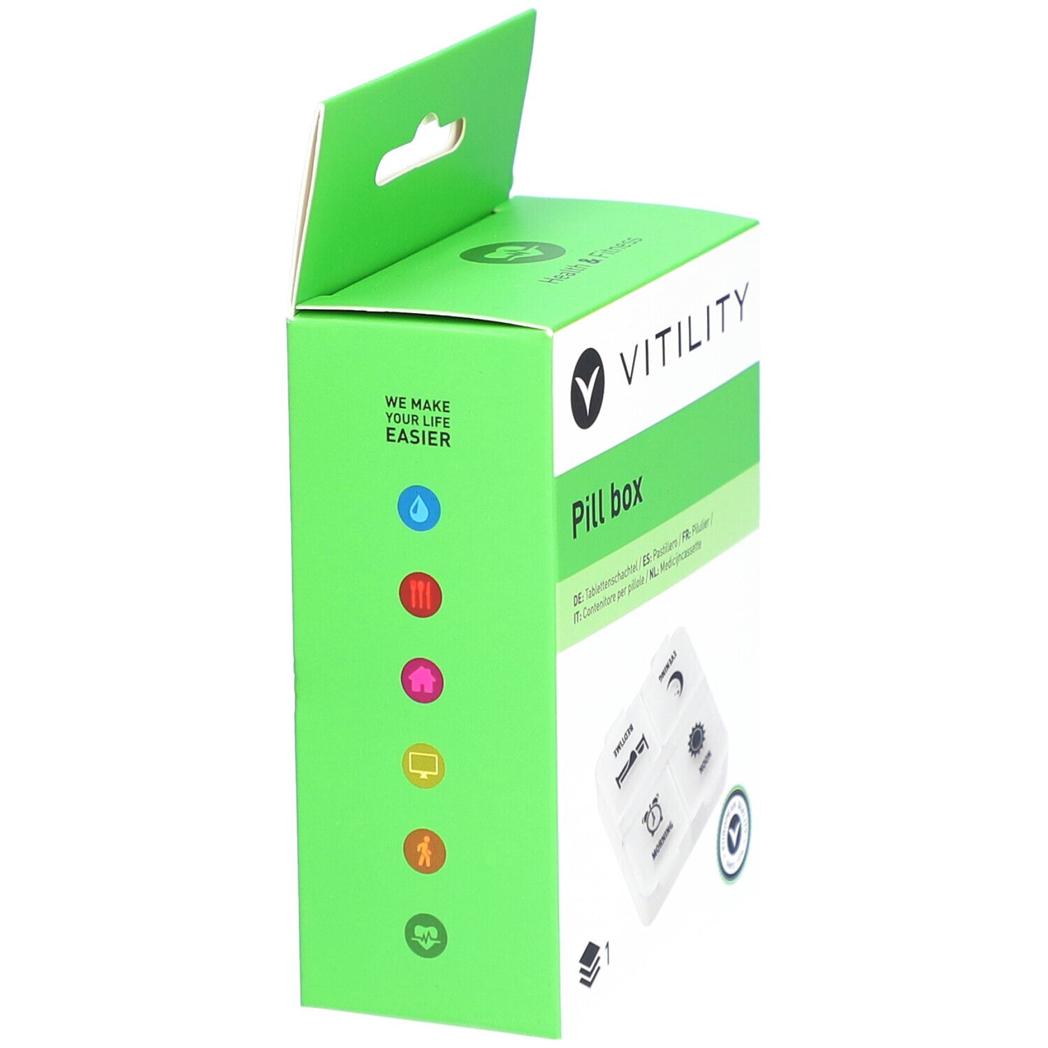 VITILITY Medikamentendosierer 1 Tag 4 Fächer