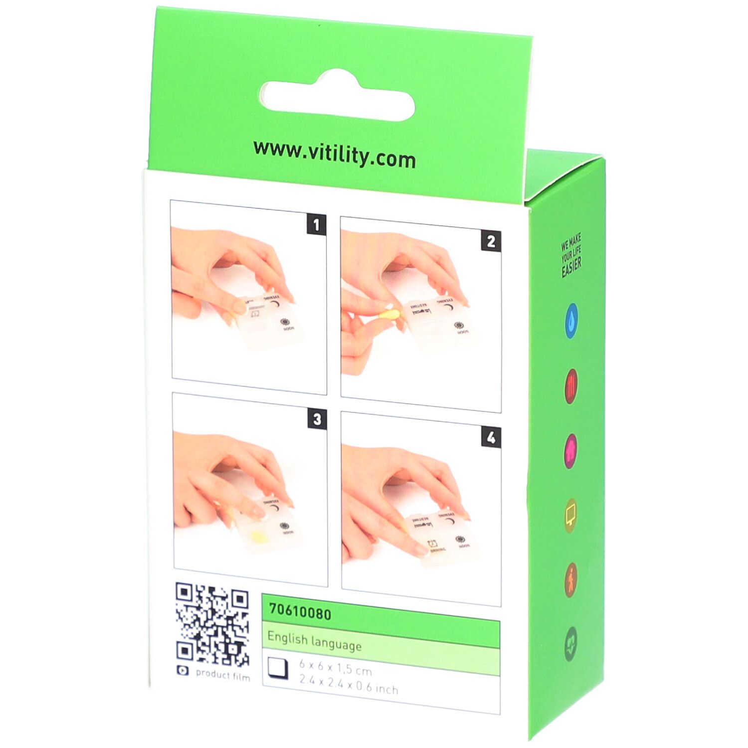 VITILITY Medikamentendosierer 1 Tag 4 Fächer