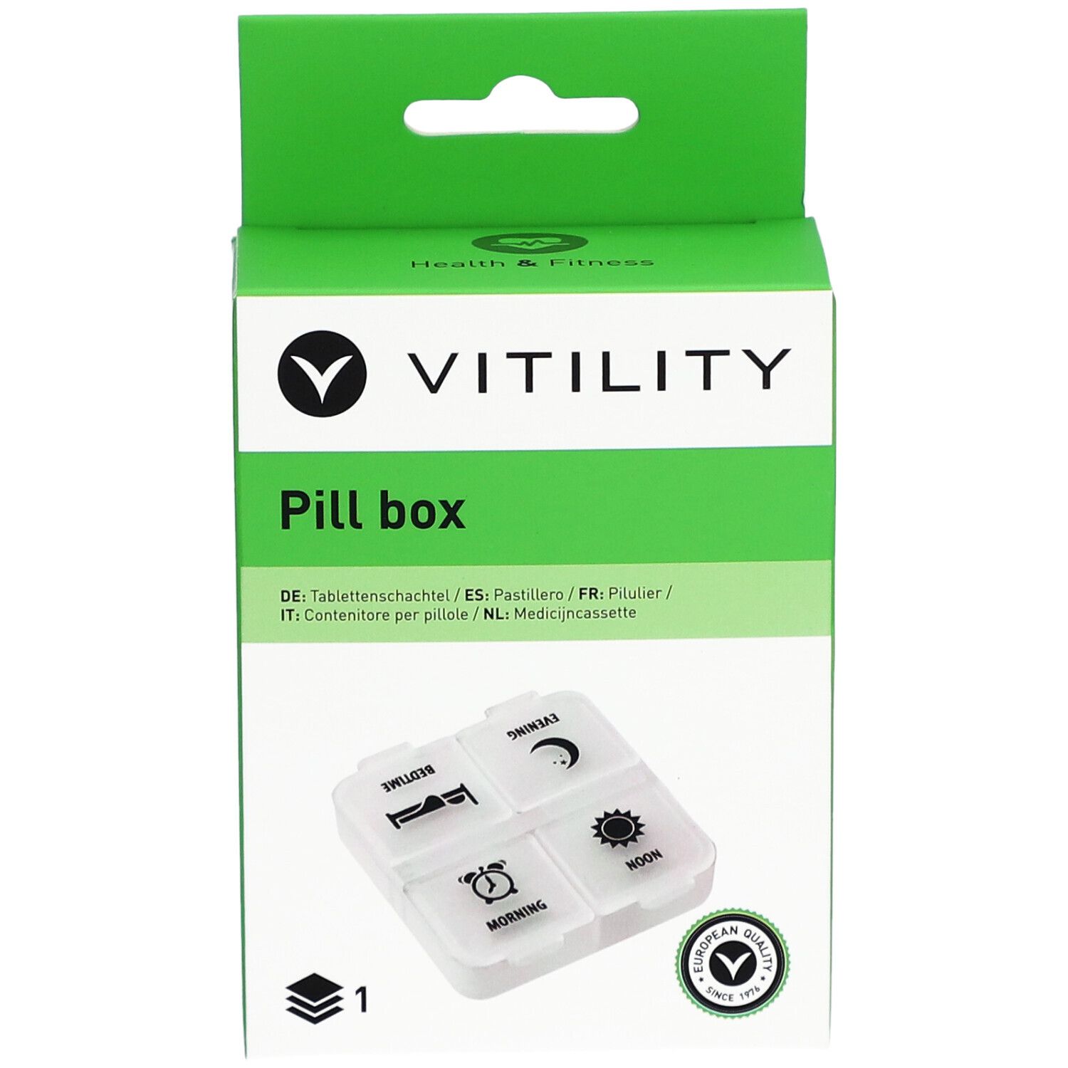 VITILITY Medikamentendosierer 1 Tag 4 Fächer