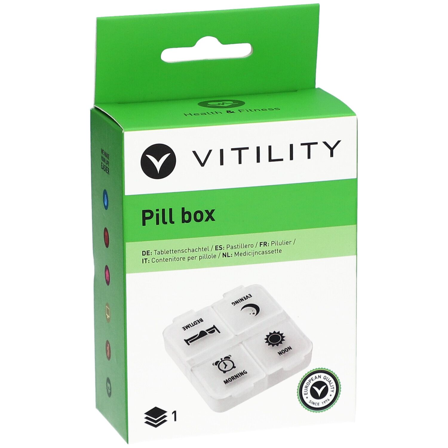 VITILITY Medikamentendosierer 1 Tag 4 Fächer