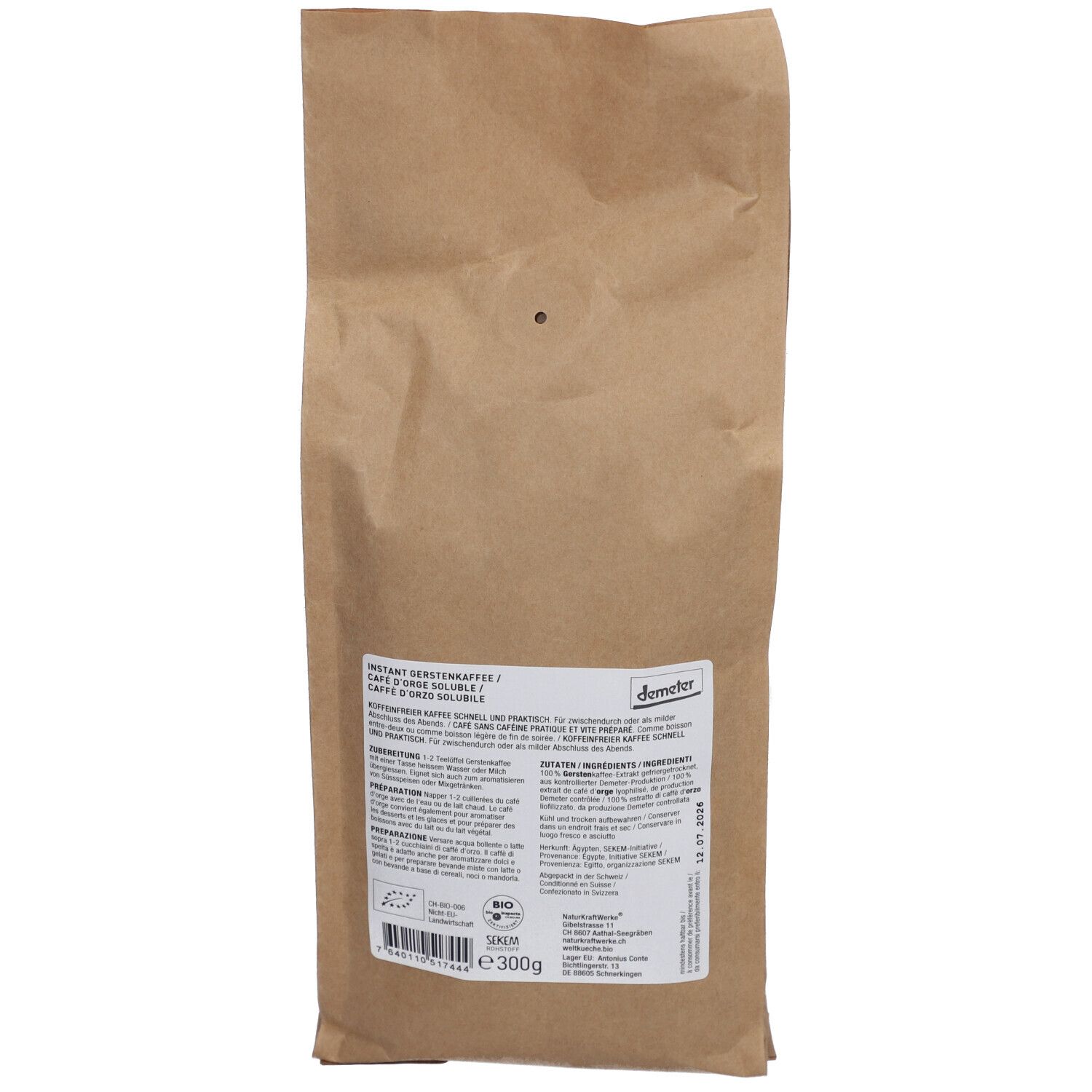 NATURKRAFTWERKE Löslicher Gerstenkaffee Bio demeter