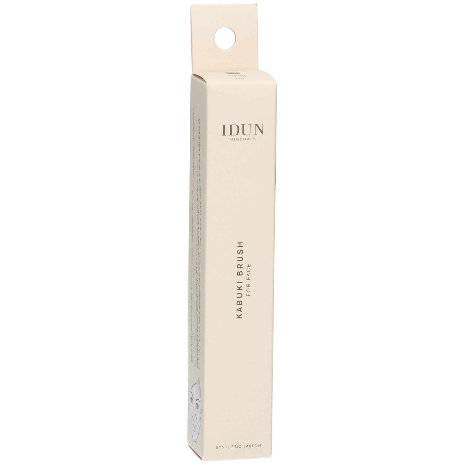 Verpackung für IDUN Minerals Kabuki Brush für das Gesicht, synthetische Haare.