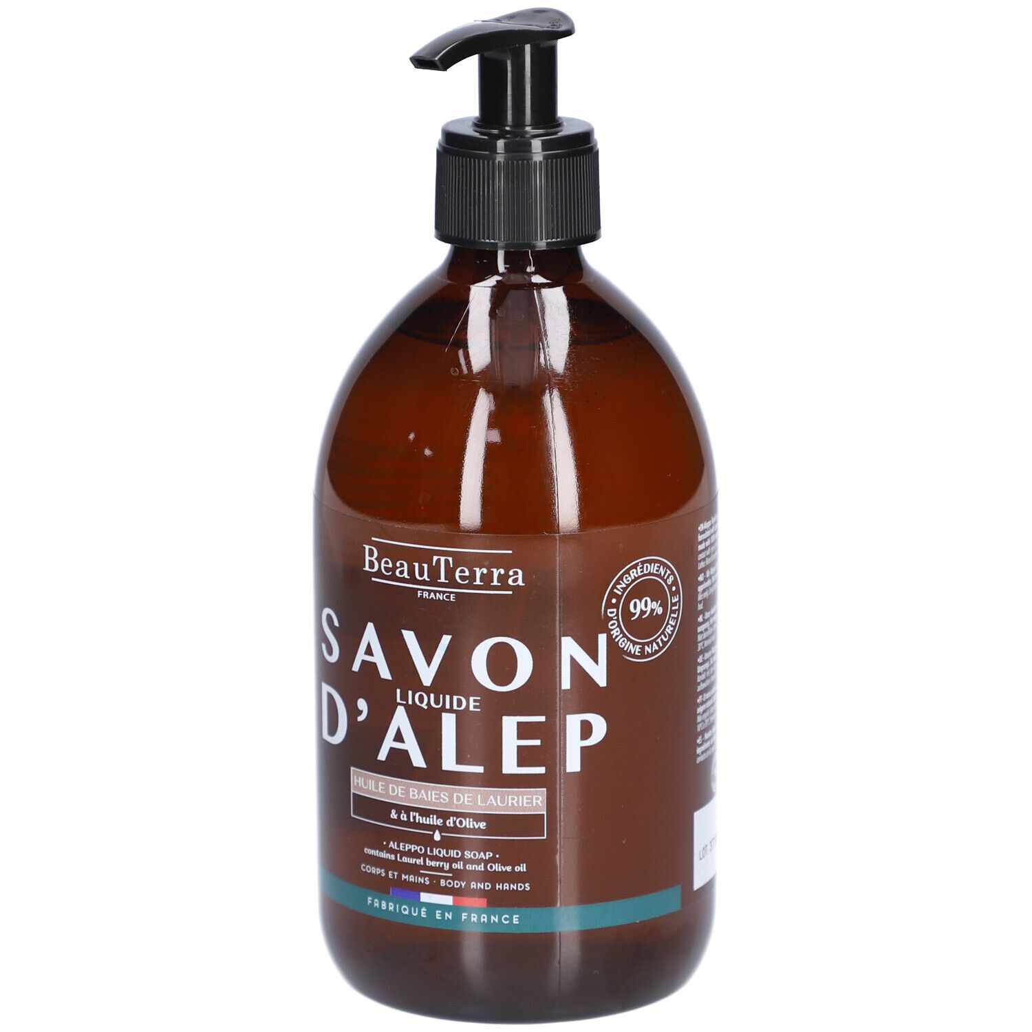 BeauTerra Savon Liquide d'Alep - Huile de Baies de Laurier