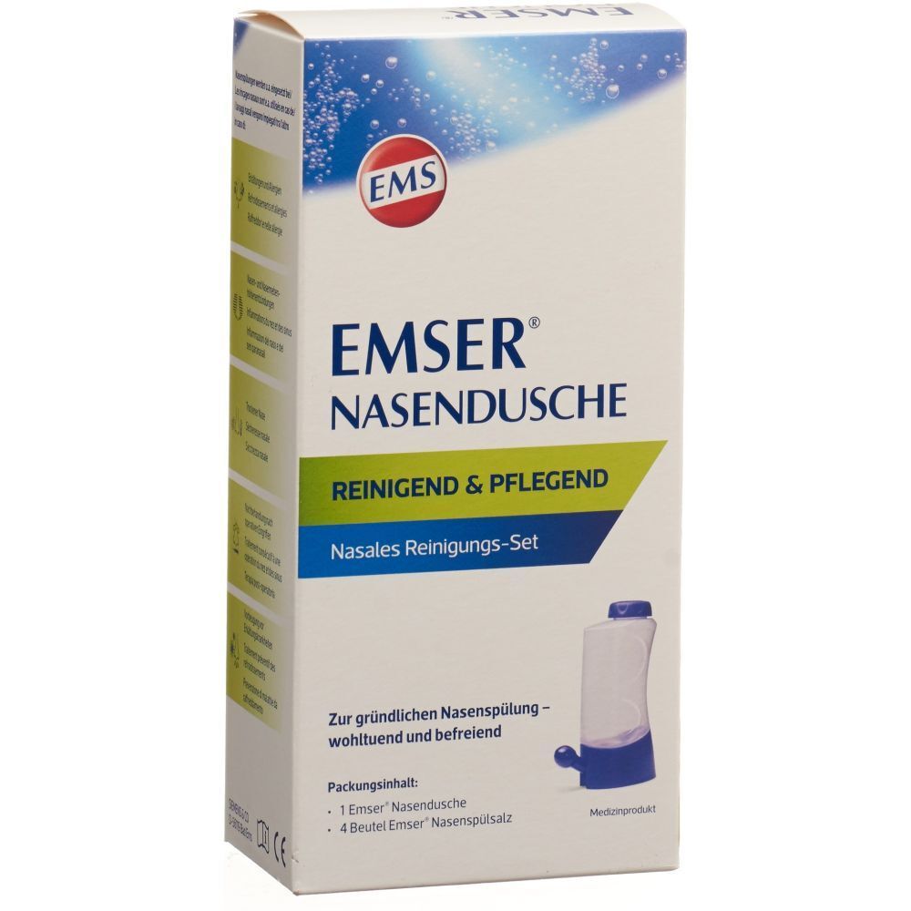 EMSER® douche nasale + 4 sachets de sel de rinçage nasal