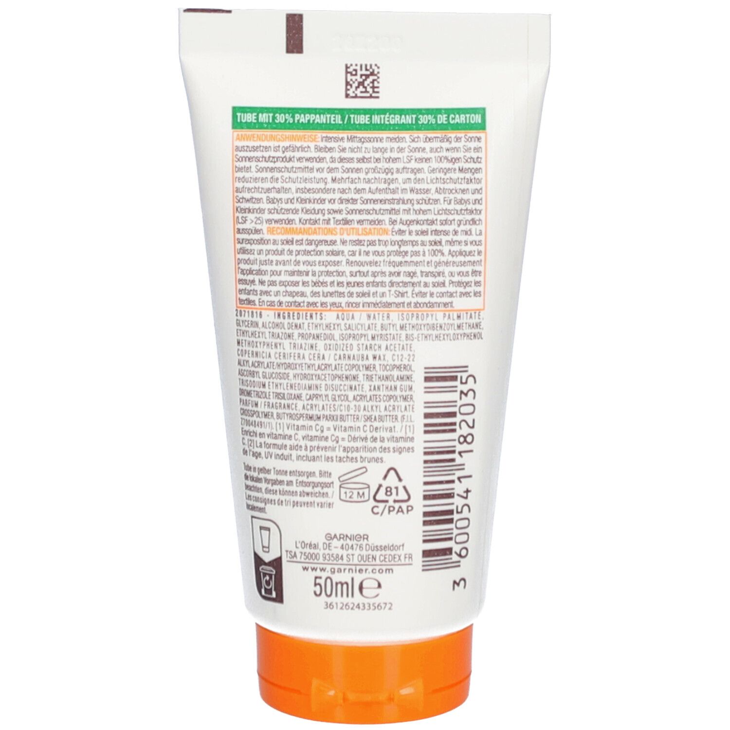 Garnier Ambre Solaire Crème solaire Lait solaire hydratant SPF 30