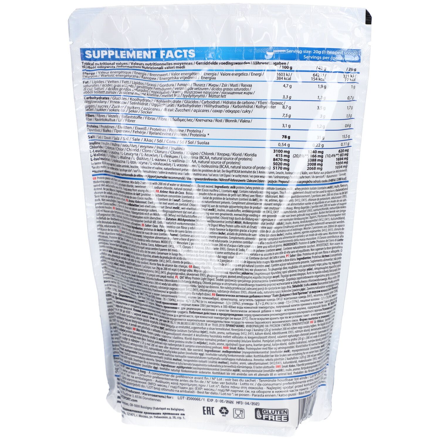 QNT Leicht verdauliches Molkenprotein Noix de Coco