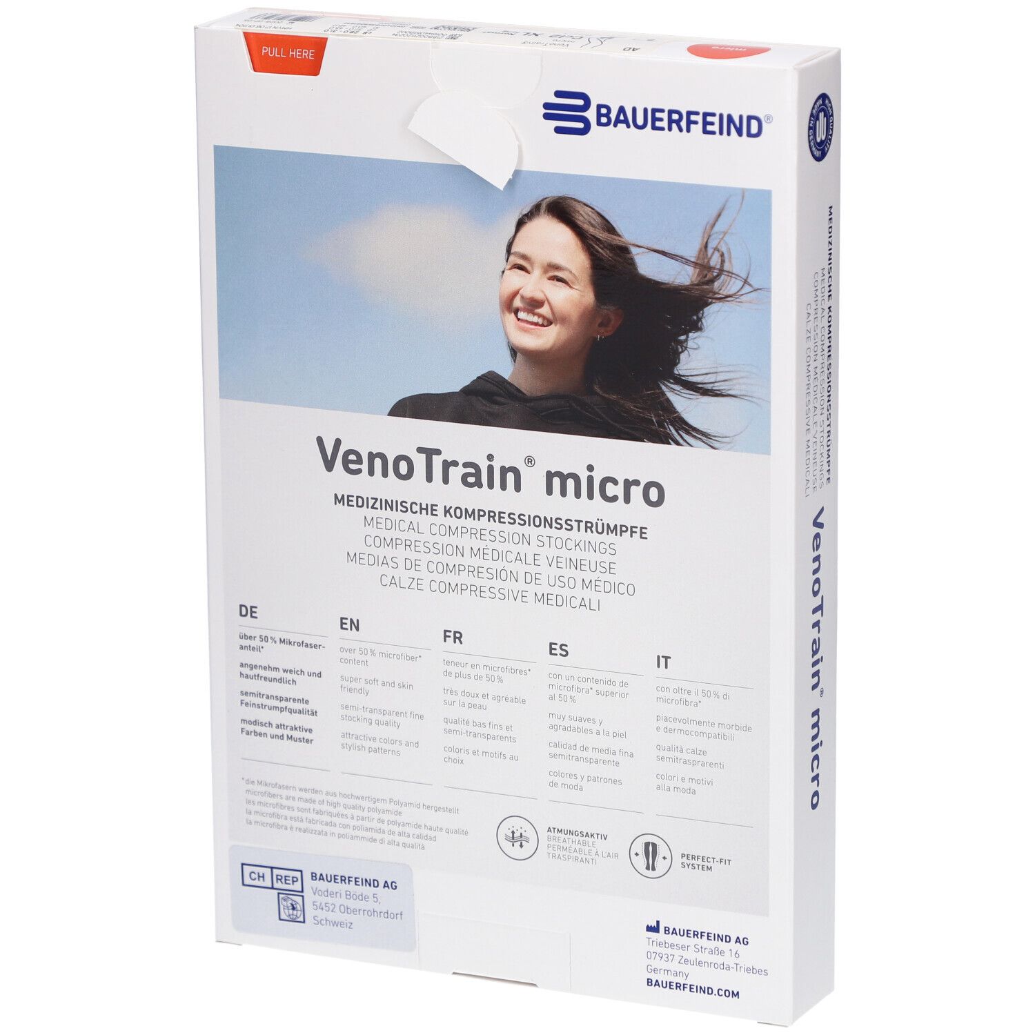 BAUERFEIND VenoTrain micro strumpf creme - Medizinische Kompressionsstrümpfe - AD CCL2 Größe XL normal/lang offener Fuß