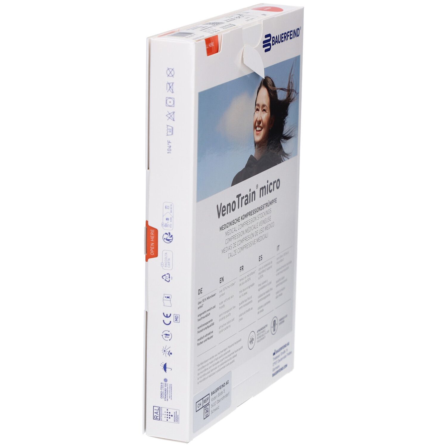 BAUERFEIND VenoTrain micro strumpf creme - Medizinische Kompressionsstrümpfe - AD CCL2 Größe XL normal/lang offener Fuß