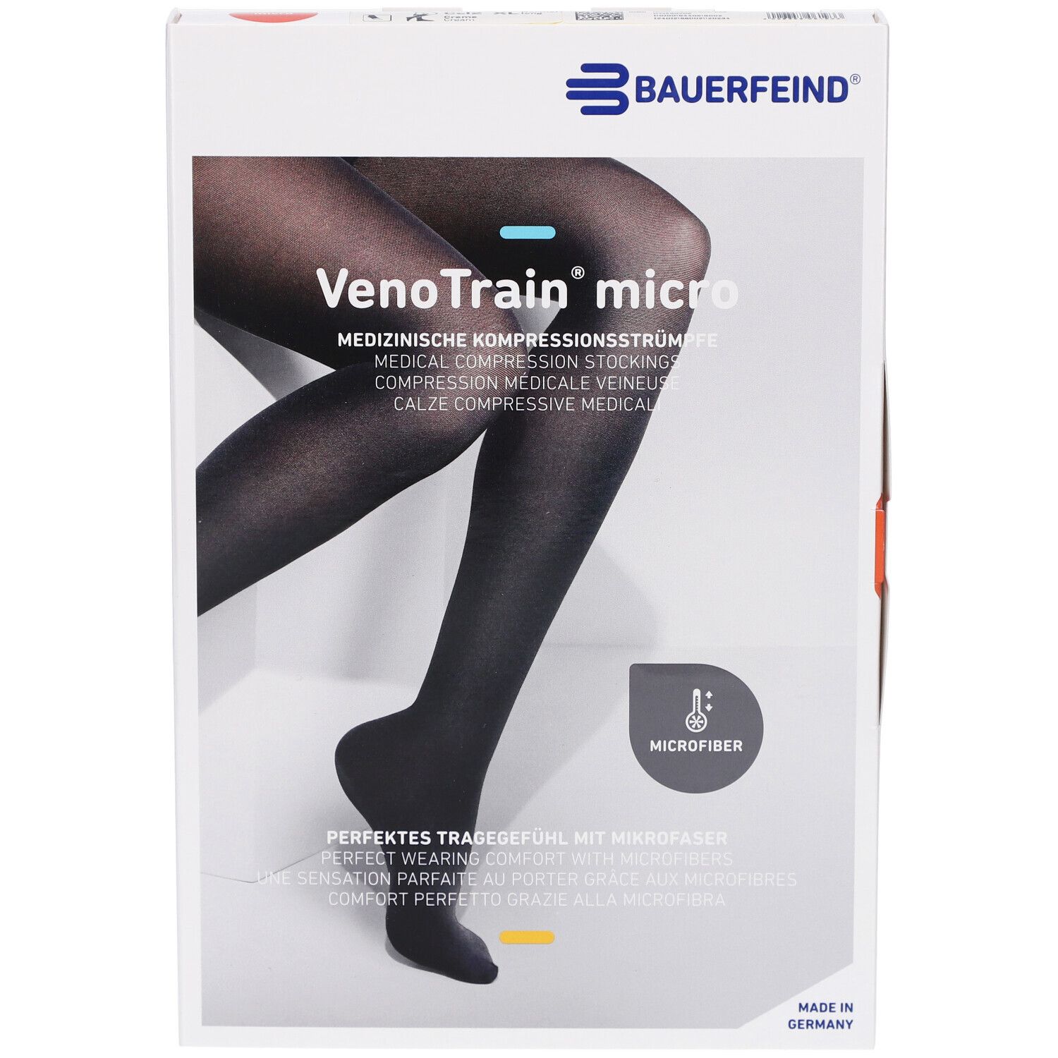 BAUERFEIND VenoTrain micro strumpf creme - Medizinische Kompressionsstrümpfe - AD CCL2 Größe XL normal/lang offener Fuß