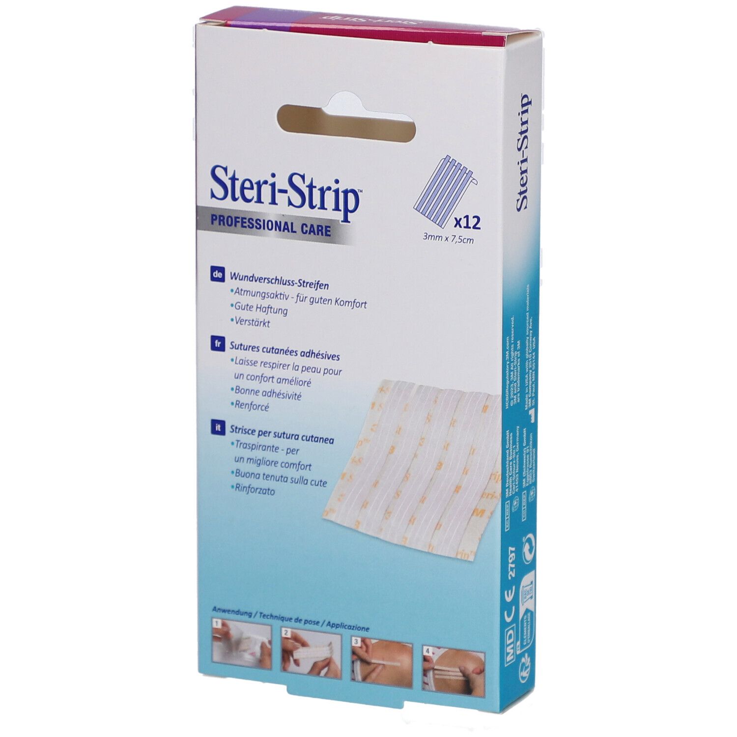 3M Steri-Strip™ Steriles selbstklebendes Hautnahtmaterial 3 x 75 mm Weiß