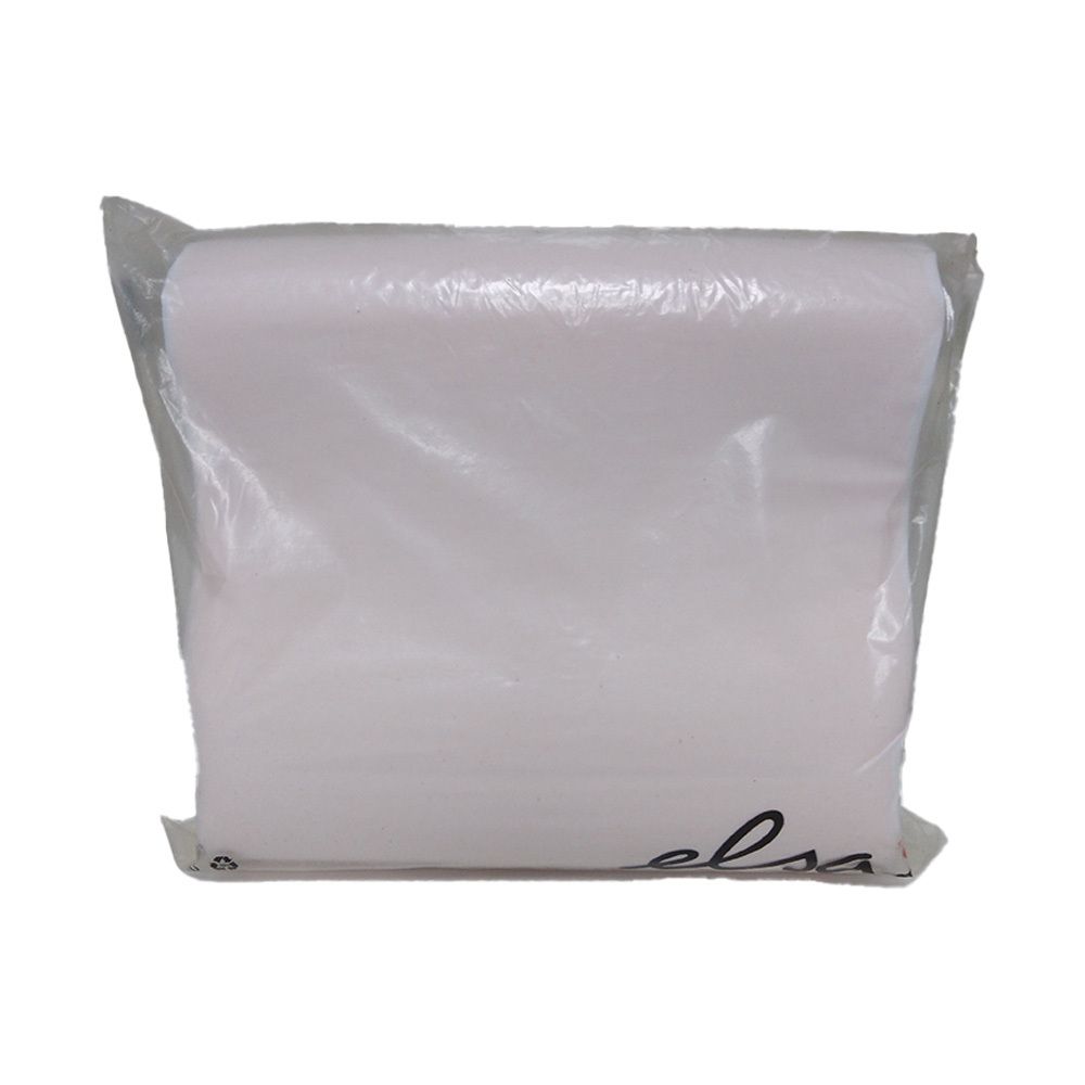 Weißes Nackenkissen in transparenter Plastikverpackung. Aufschrift "elsa".
