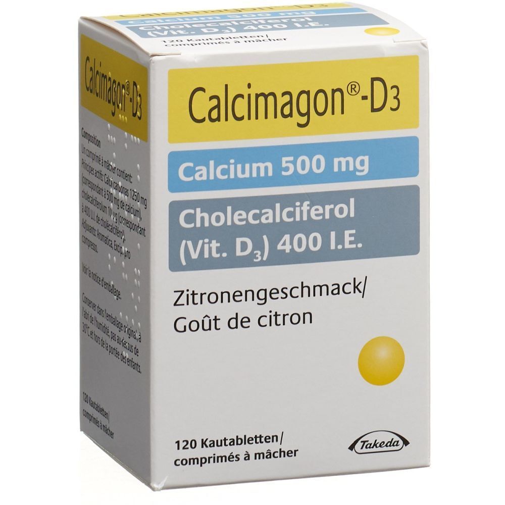 CALCIMAGON D3 Kautabl 500/400 Zitrone 120 Stk