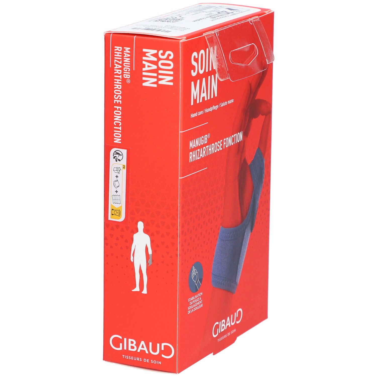 GIBAUD Manugib Rhizarthrose Attelle de poignet Pouce droit fonction - Taille 2 15,5-18 cm