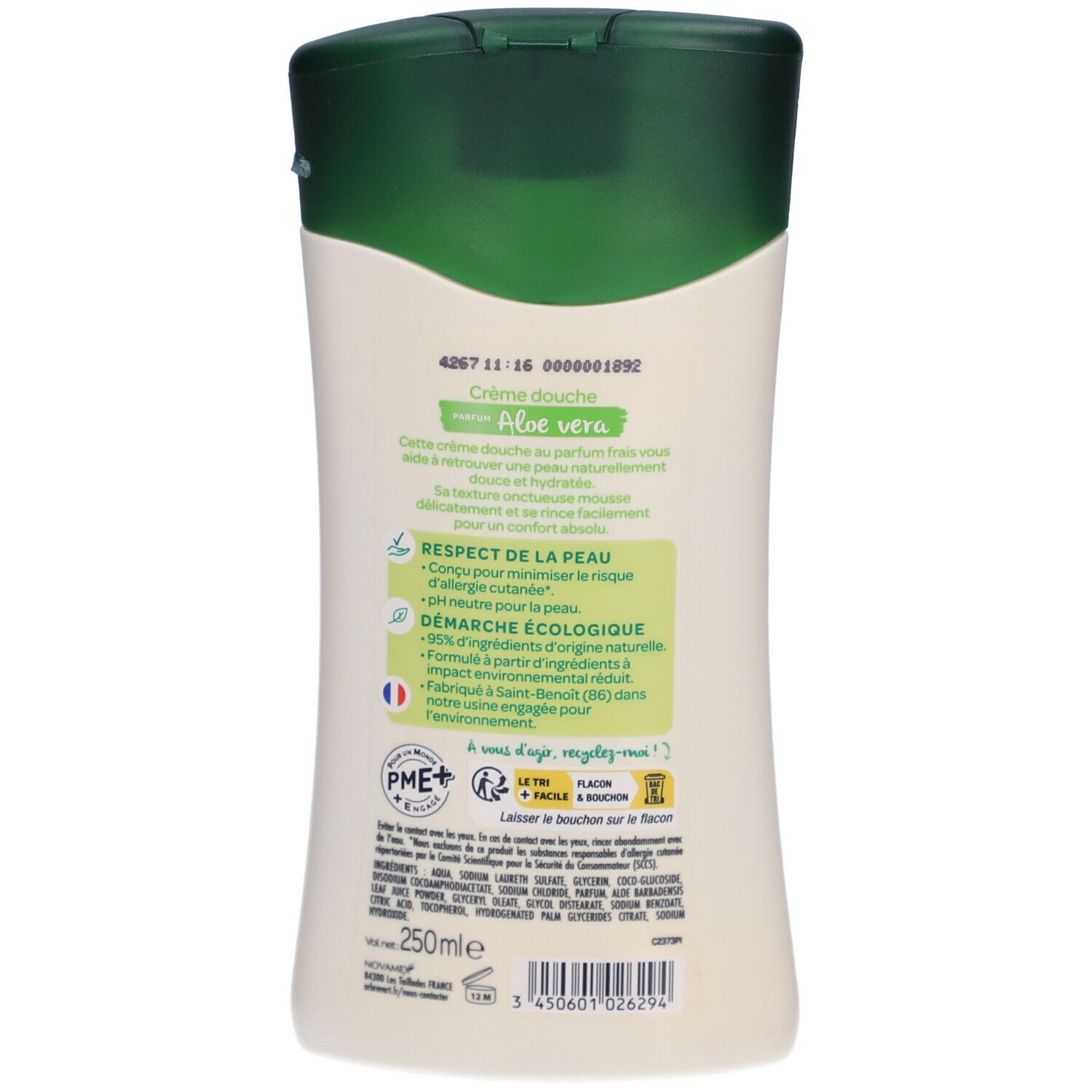L'ARBRE VERT Crème douche écologique Aloe Vera - Apaisant