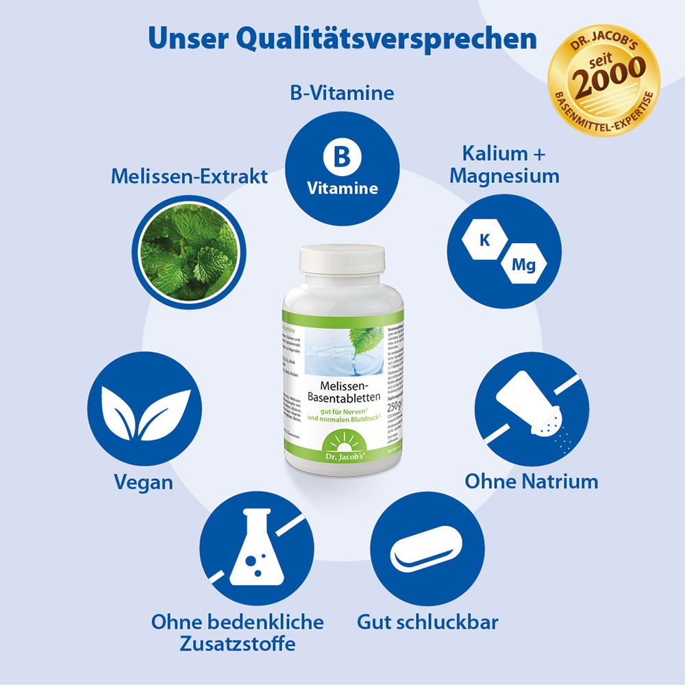 Dr. Jacob's Melissen-Basentabletten B-Vitamine Mineralstoffe