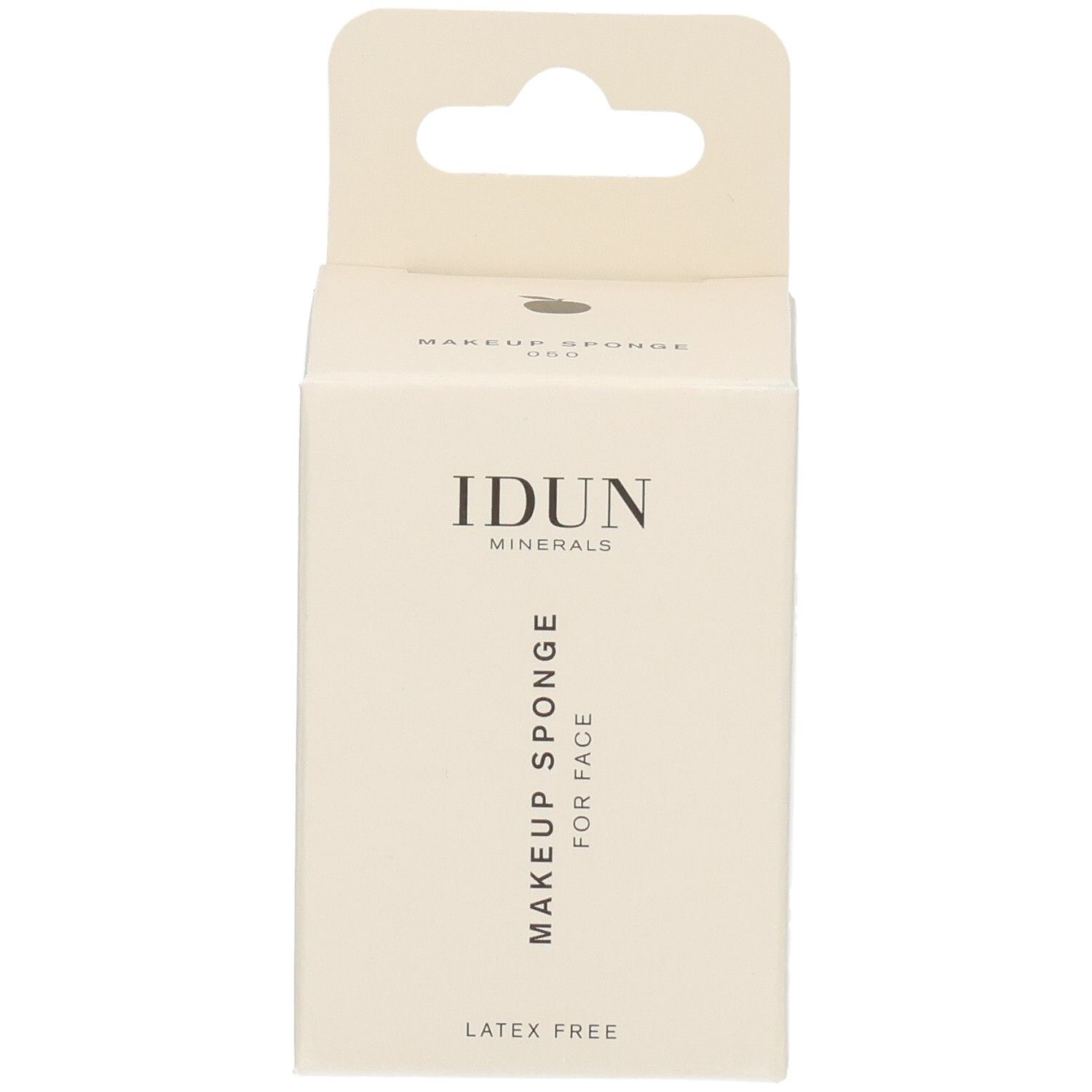 Emballage avec logo IDUN Minerals et texte: Make-up Sponge for Face, Sans latex.