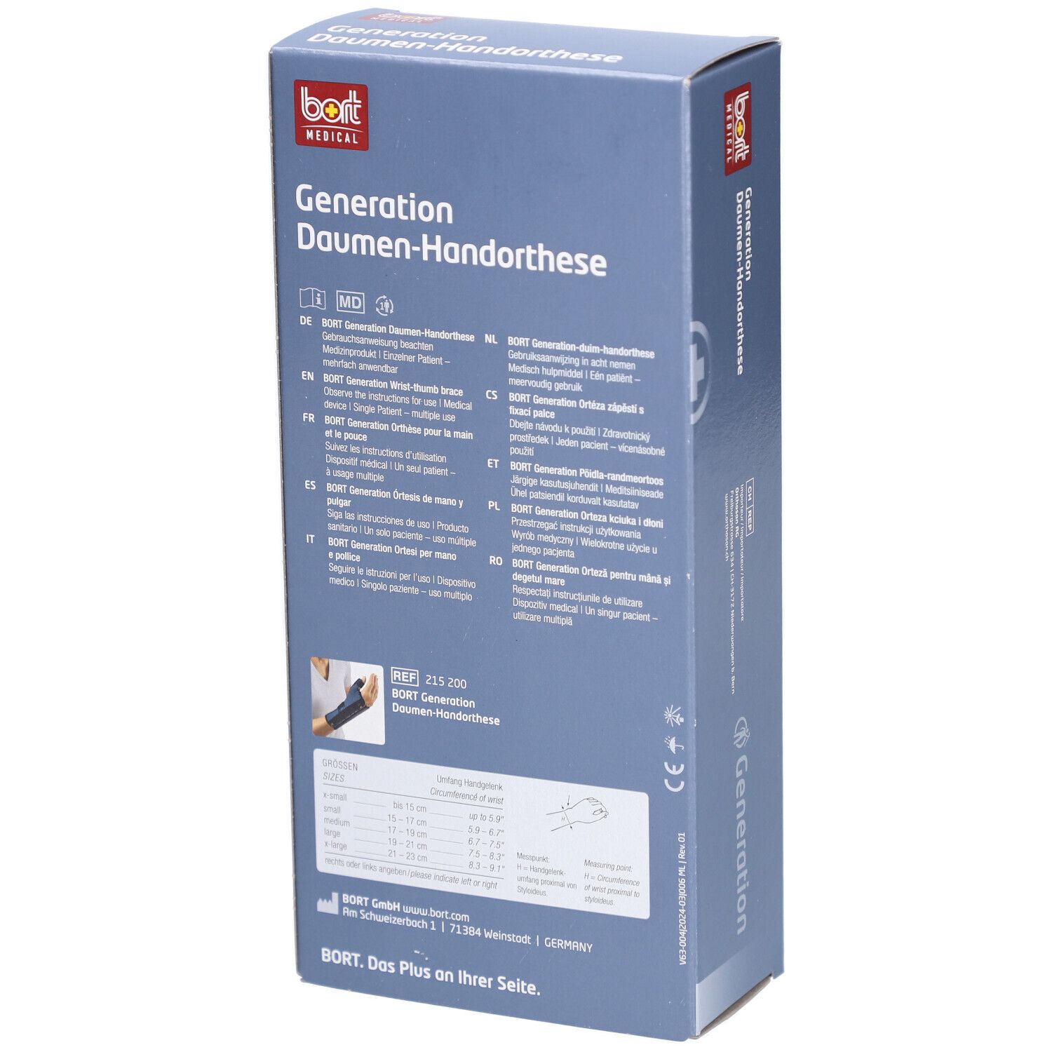 BORT Génération Orthèse de Main pour Pouce S droite bleu