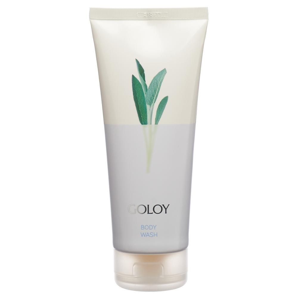 GOLOY Body Wash Tube mit Blattmotiv und Aufklappdeckel.