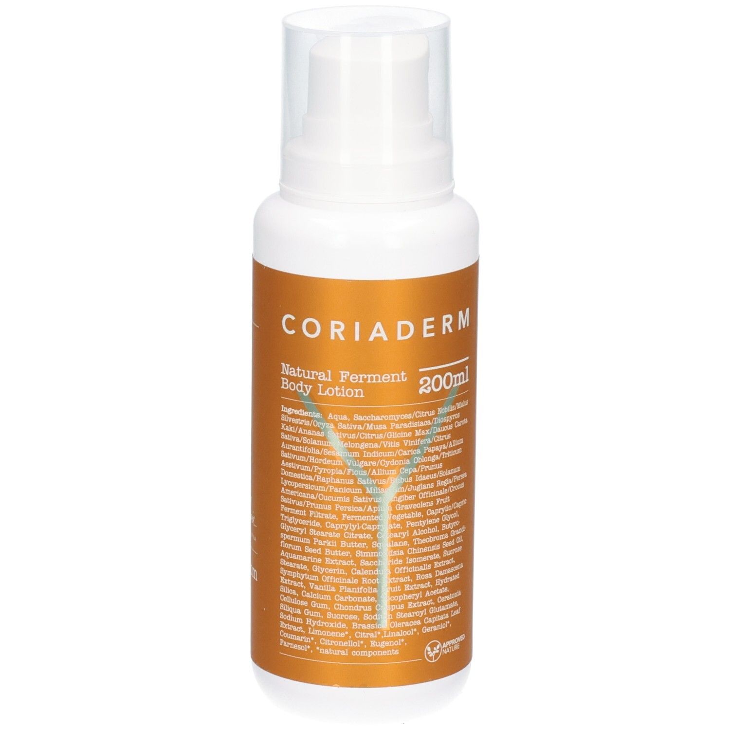 CORIADERM Natural Ferment Body Lotion, 200ml Spenderflasche mit Pumpzerstäuber.