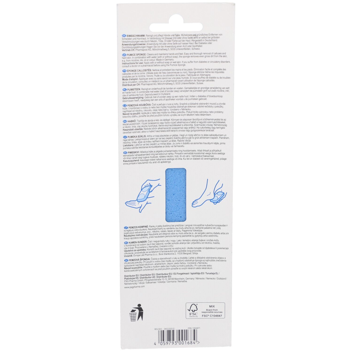 Dos de l'emballage avec informations sur le produit et illustrations d'utilisation.