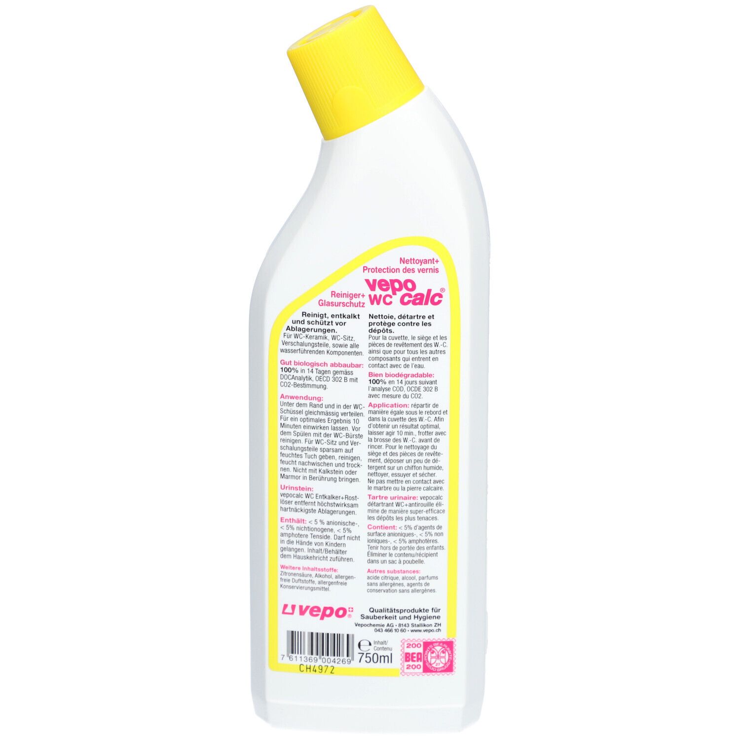 VEPOCALC WC Reiniger + Glasurschutz Fl 750 ml