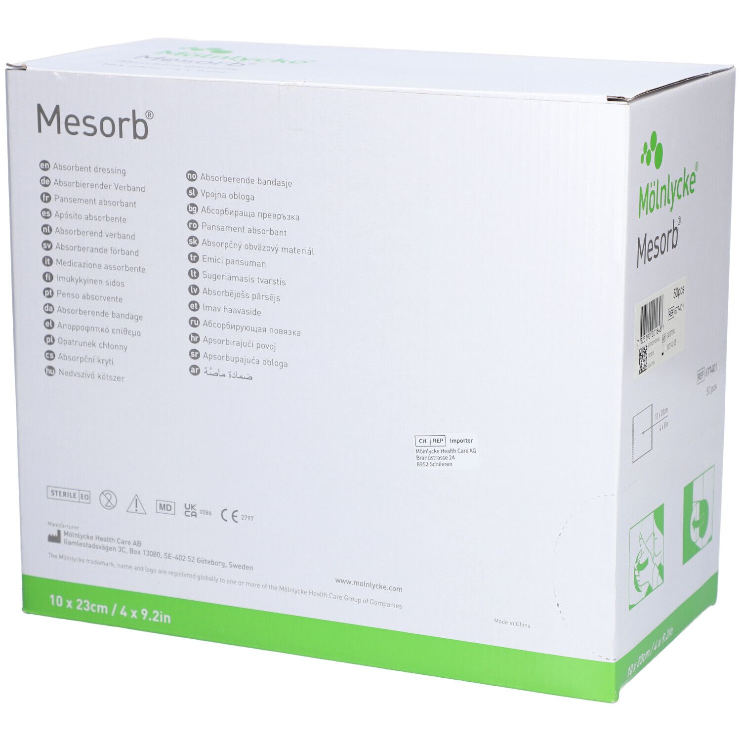 MÖLNLYCKE® Mesorb® Pansement absorbant 10 x 23 cm stérile