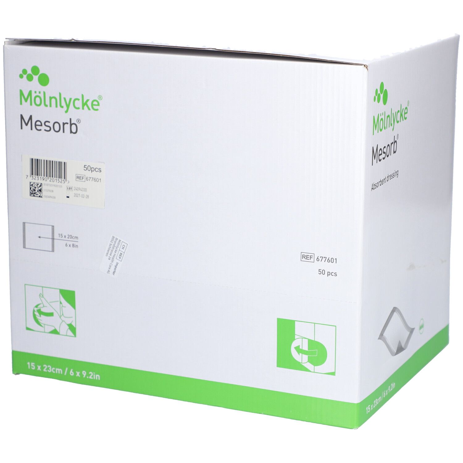 MÖLNLYCKE® Mesorb® Pansement absorbant 15 x 23 cm stérile