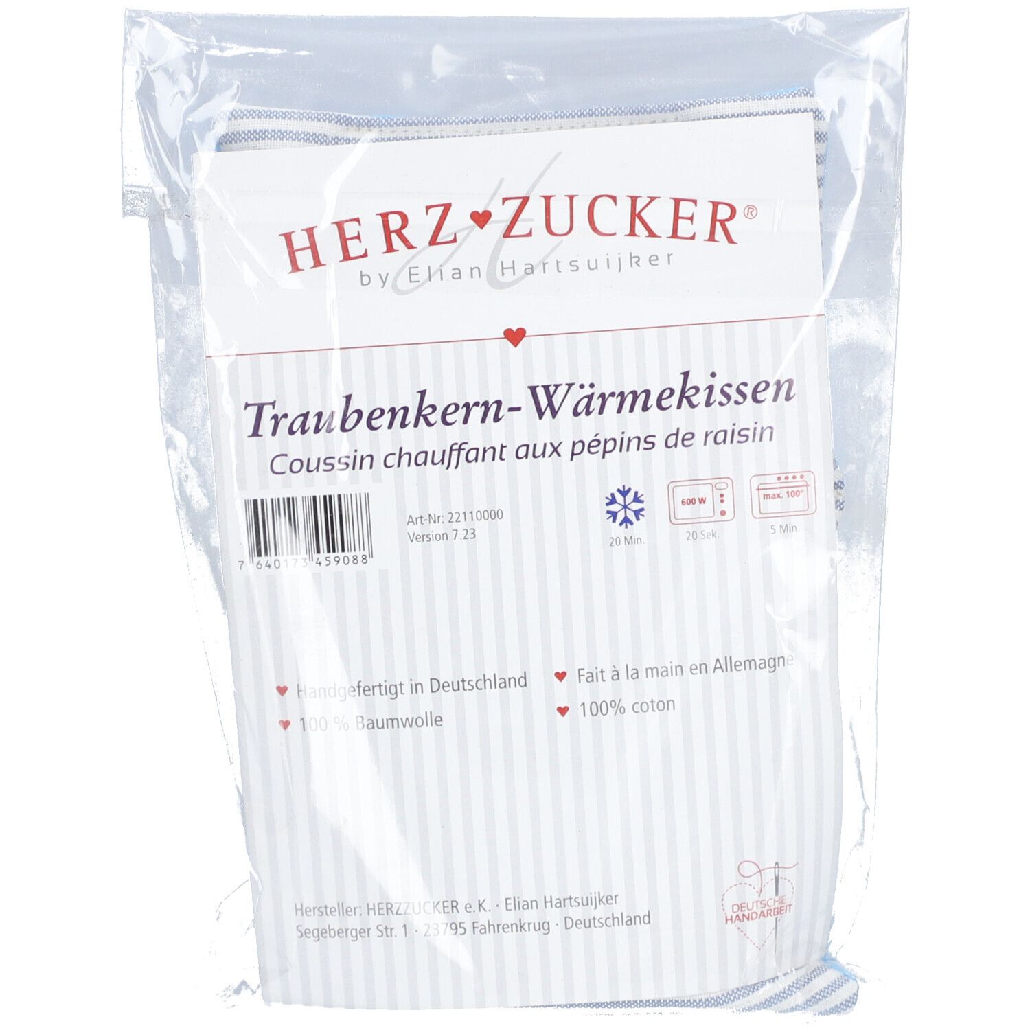 HERZZUCKER® Wärmekissen mit Traubenkernen 18 x 10 cm