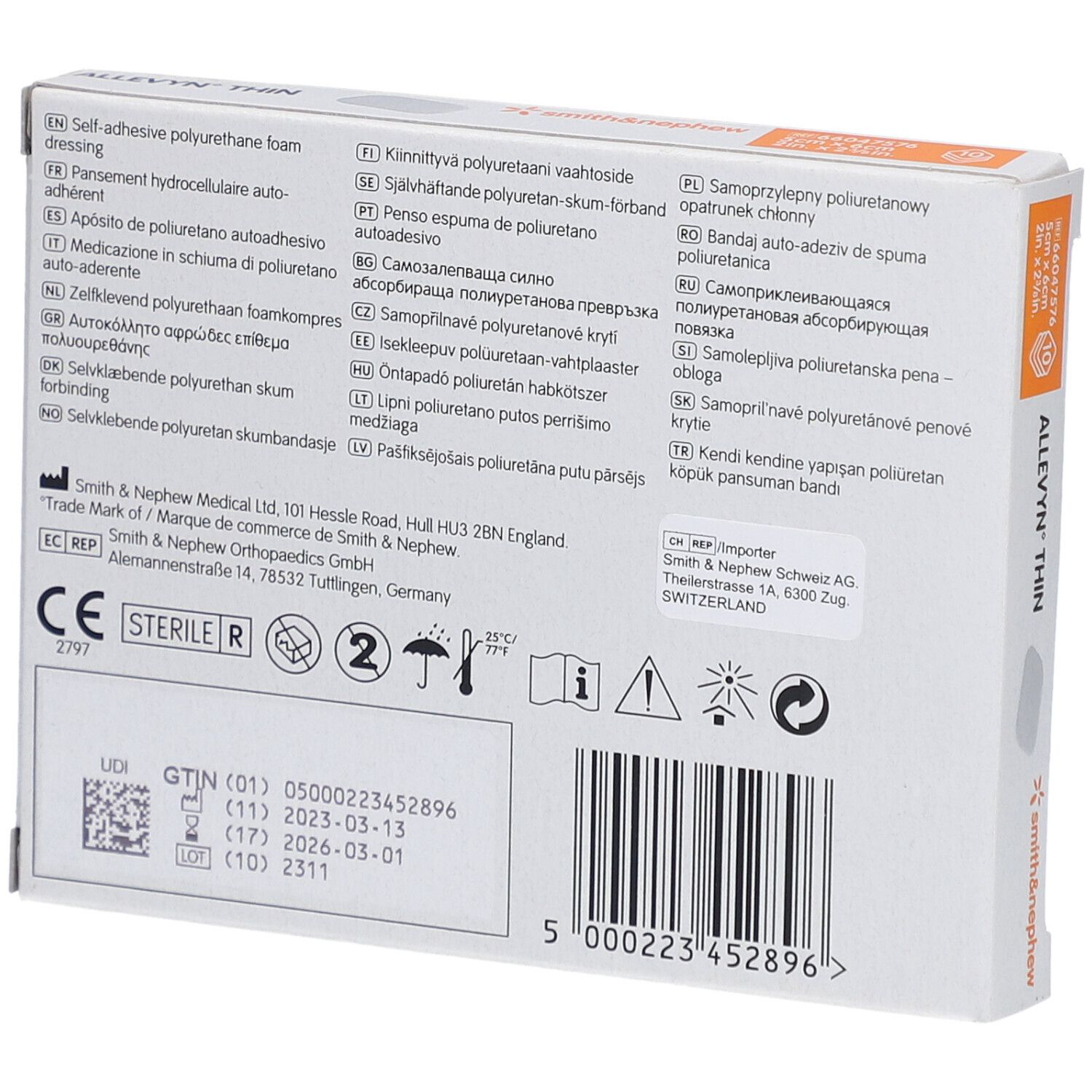 ALLEVYN THIN Pflaster Hydrozellulares selbsthaftendes Pflaster 5 x 6 cm