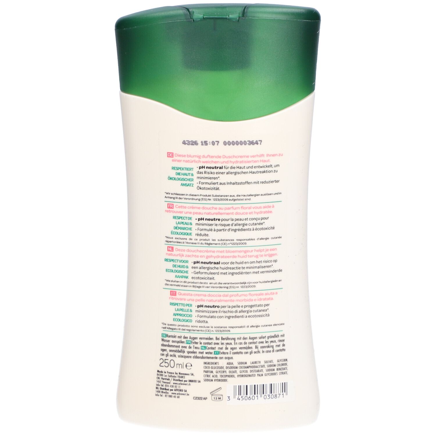 L'ARBRE VERT Crème de douche écologique Fleurs de Cerisier