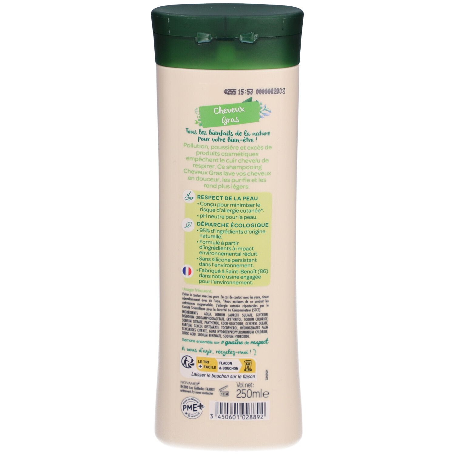 L'ARBRE VERT Shampooing écologique pour cheveux gras