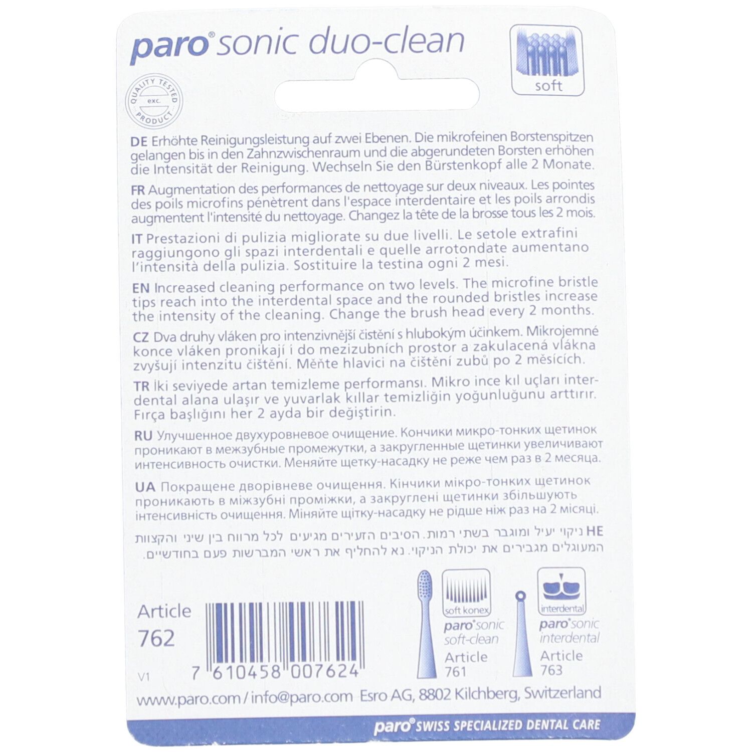 PARO® Sonic Duo-Clean - Têtes de brosse à dents de remplacement