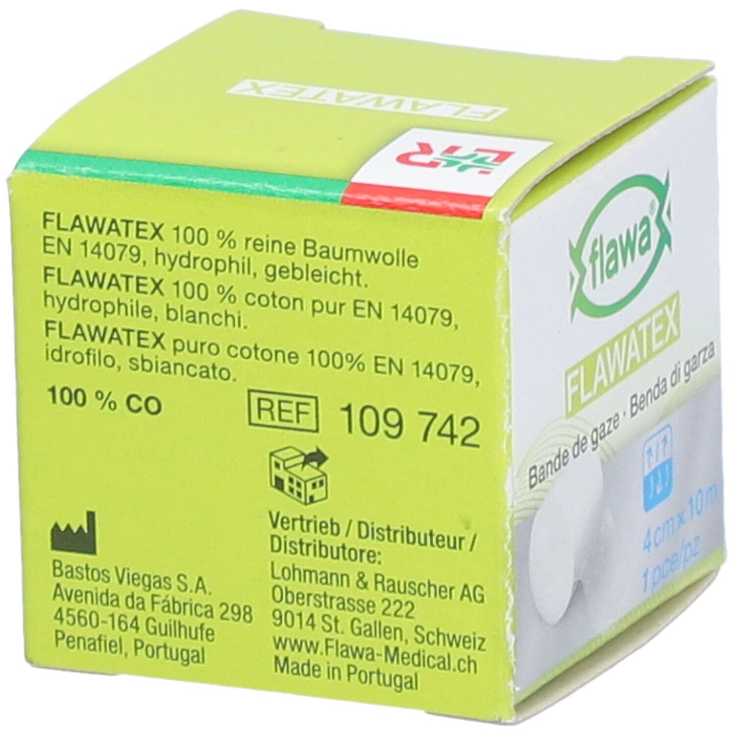 Flawa Bande de gaze lisières tissées 4cmx10m