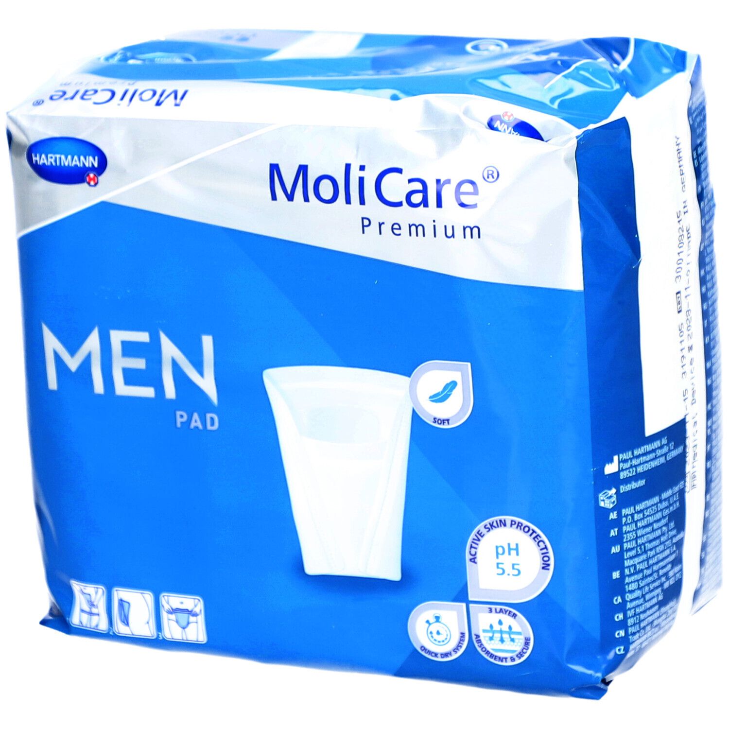 MoliCare Premium MEN Pad 2 Tropfen, speziell für Männer geformte Einlagen bei mittlerer Blasenschwäche