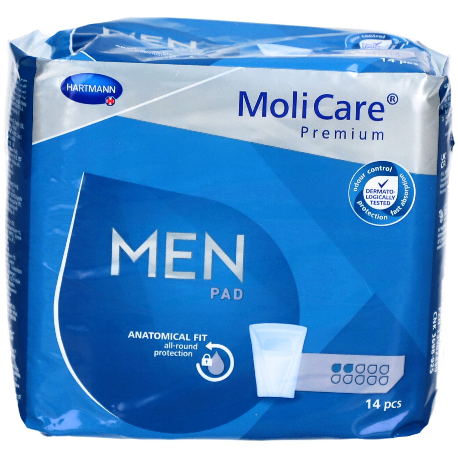 MoliCare Premium MEN Pad 2 Tropfen, speziell für Männer geformte Einlagen bei mittlerer Blasenschwäche