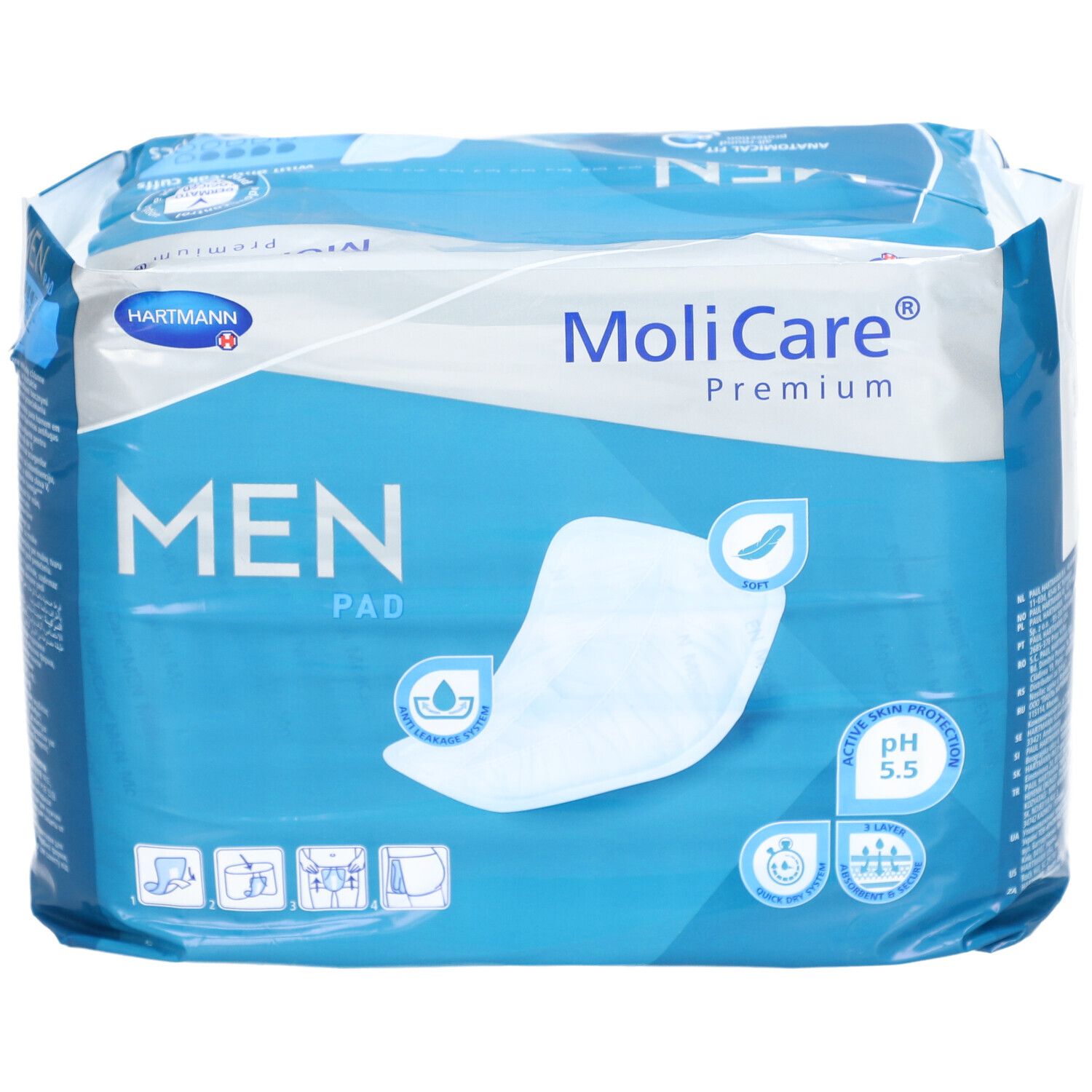 HARTMANN Molicare® Premium Men Pad - Protection absorbantes pour hommes, en forme de poche - 4 gouttes