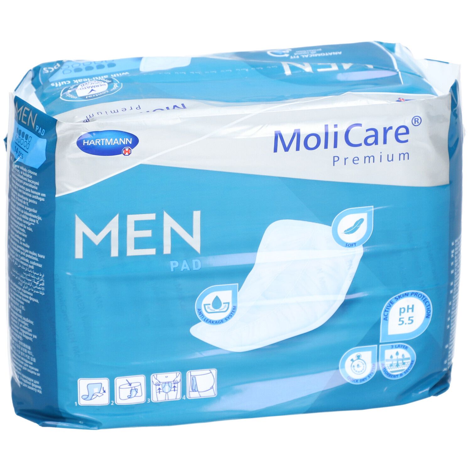 HARTMANN Molicare® Premium Men Pad - Protection absorbantes pour hommes, en forme de poche - 4 gouttes