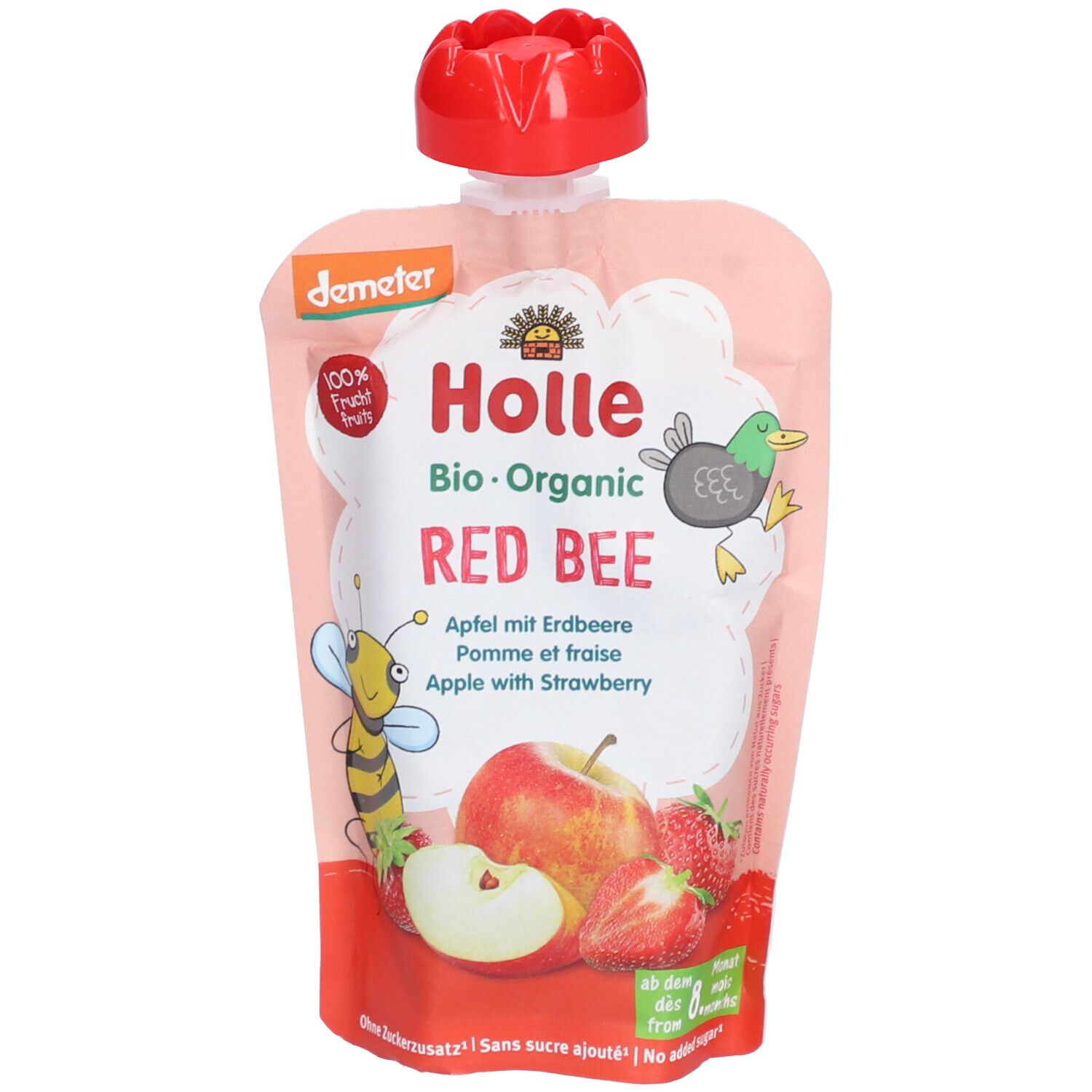 HOLLE Red Bee Trinkflasche Apfel & Erdbeere bio