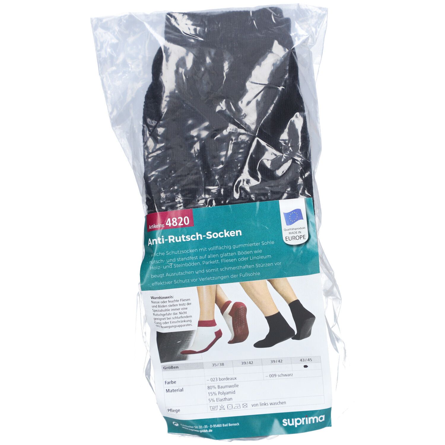 SUPRIMA Anti-Rutsch-Socken 43/45 schwarz 1 Paar