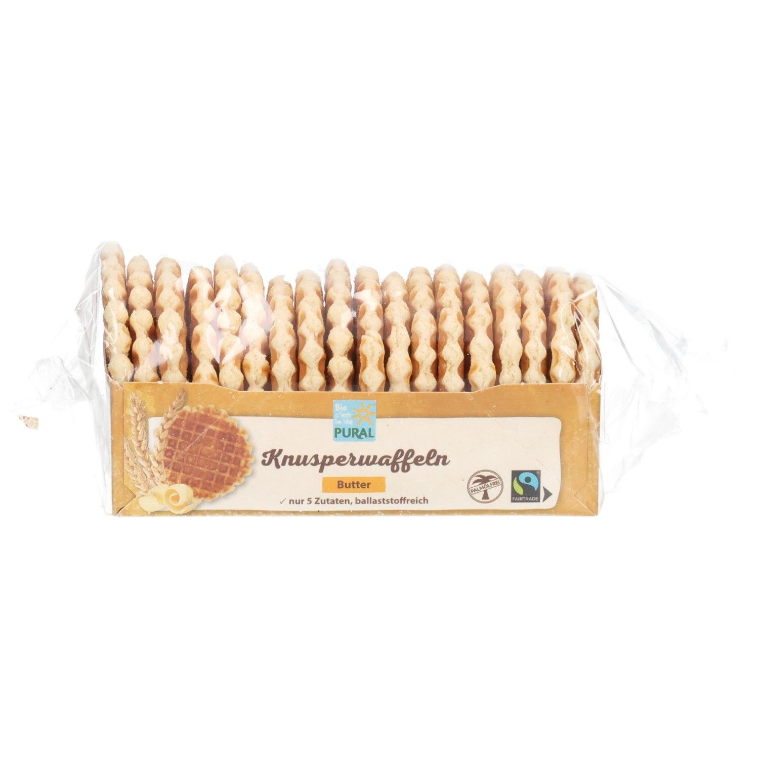 Pural Knusperwaffeln mit Butter, 10 Stück, mit Bio-Siegel.
