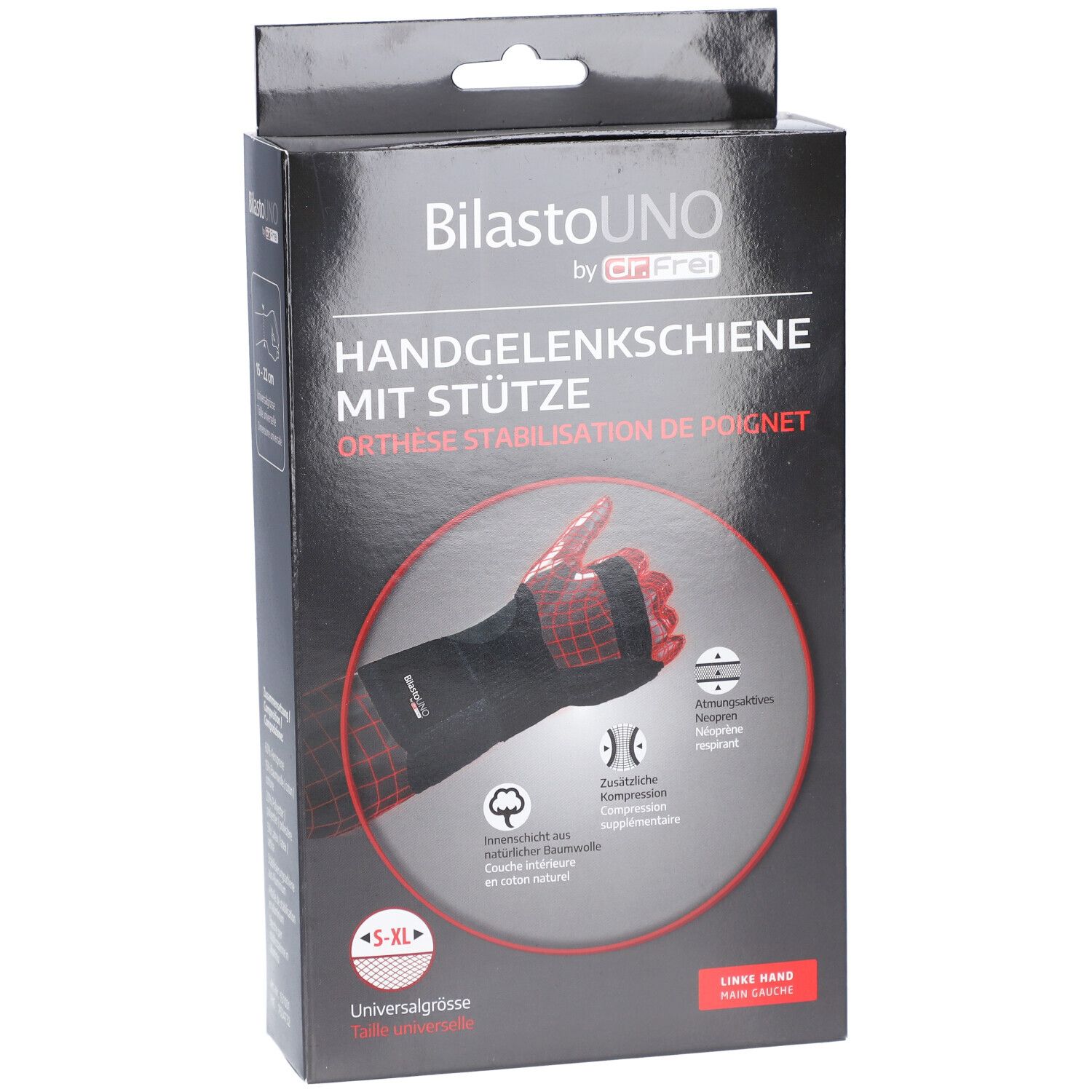 BILASTO Uno Handgelenkschiene S-XL li Stütze Velc